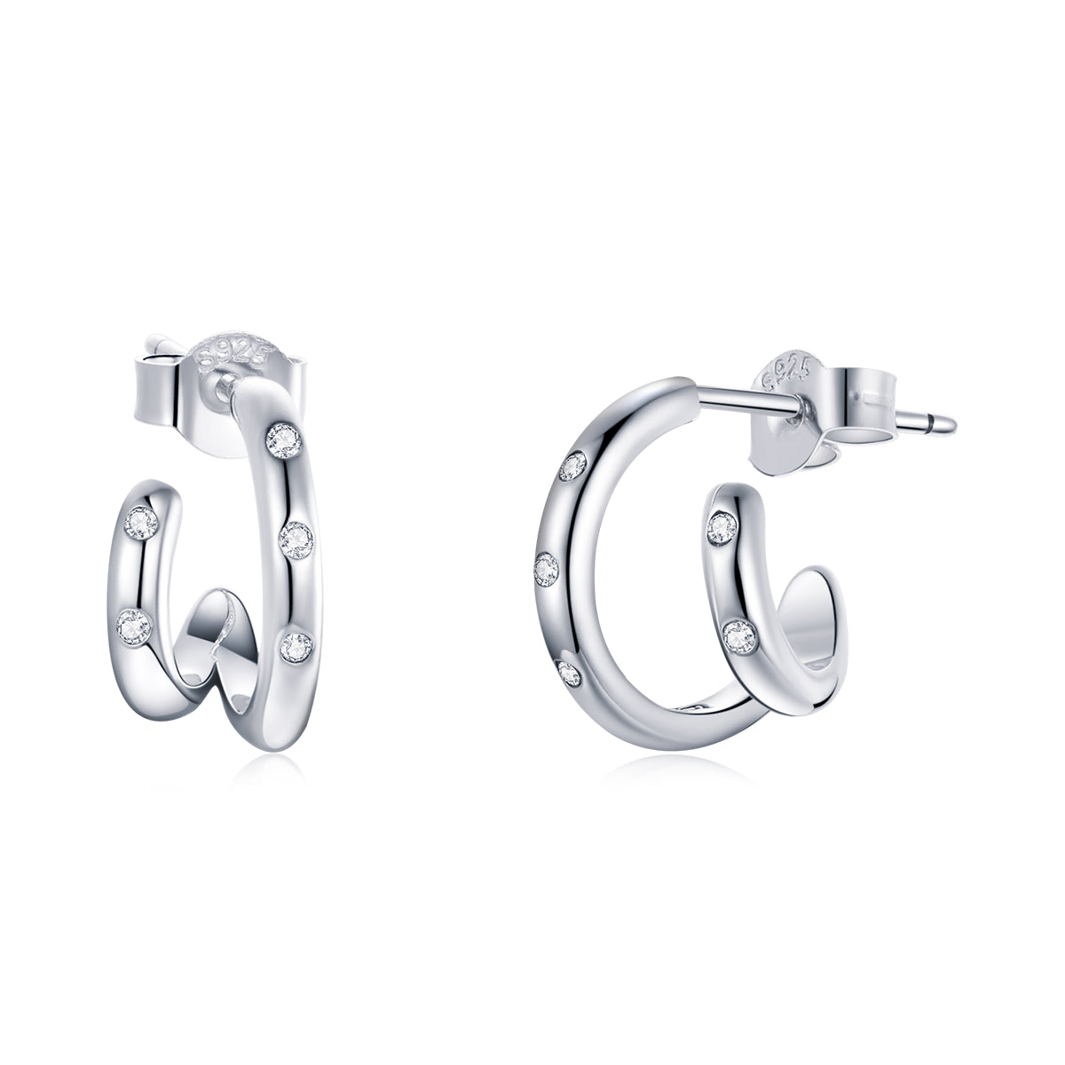 925 Sterling Silver Earrings with Pavé Setting CZ DestGlow