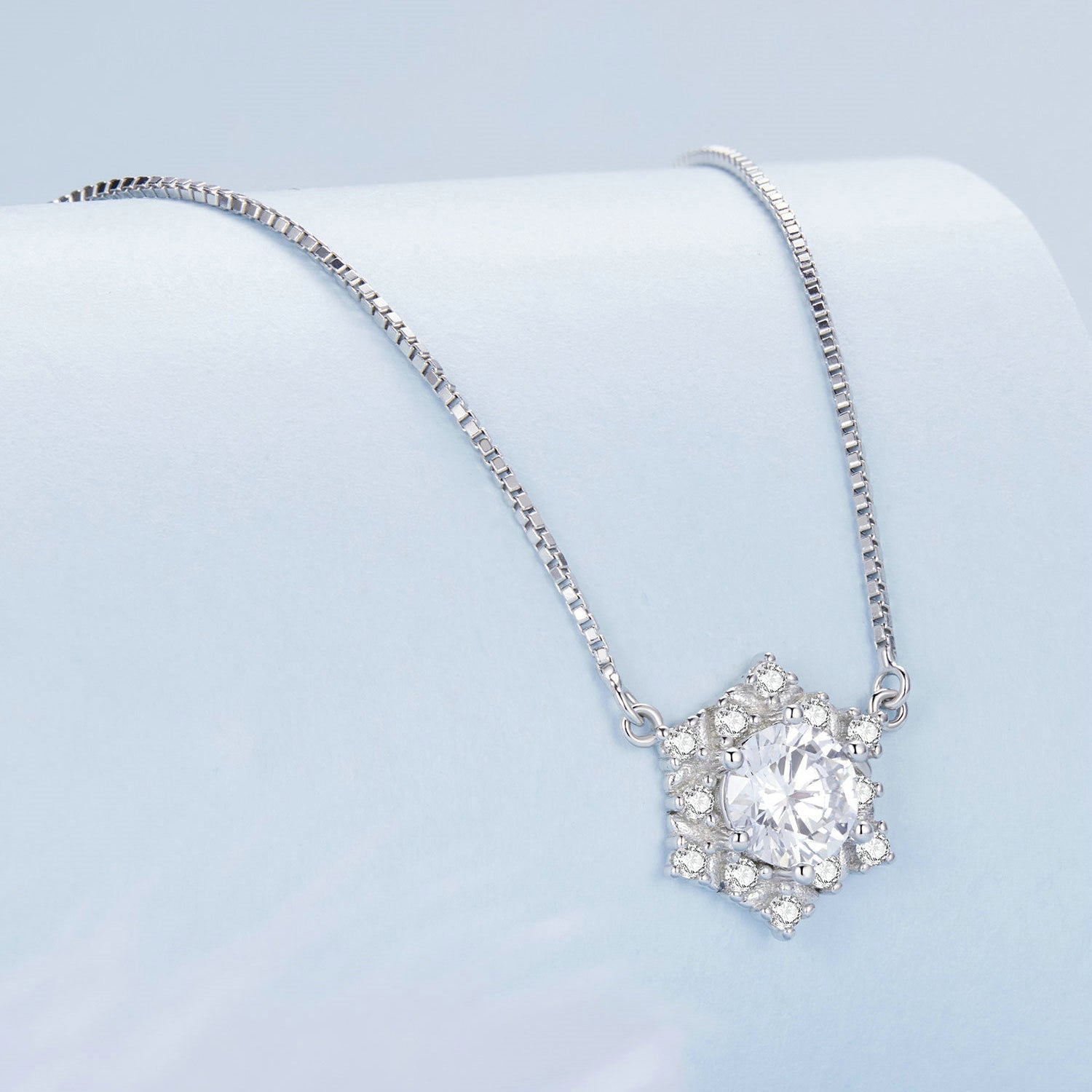 925 Sterling Silver Necklace with Pavé Setting CZ - Length 400+50mm - Women DestGlow
