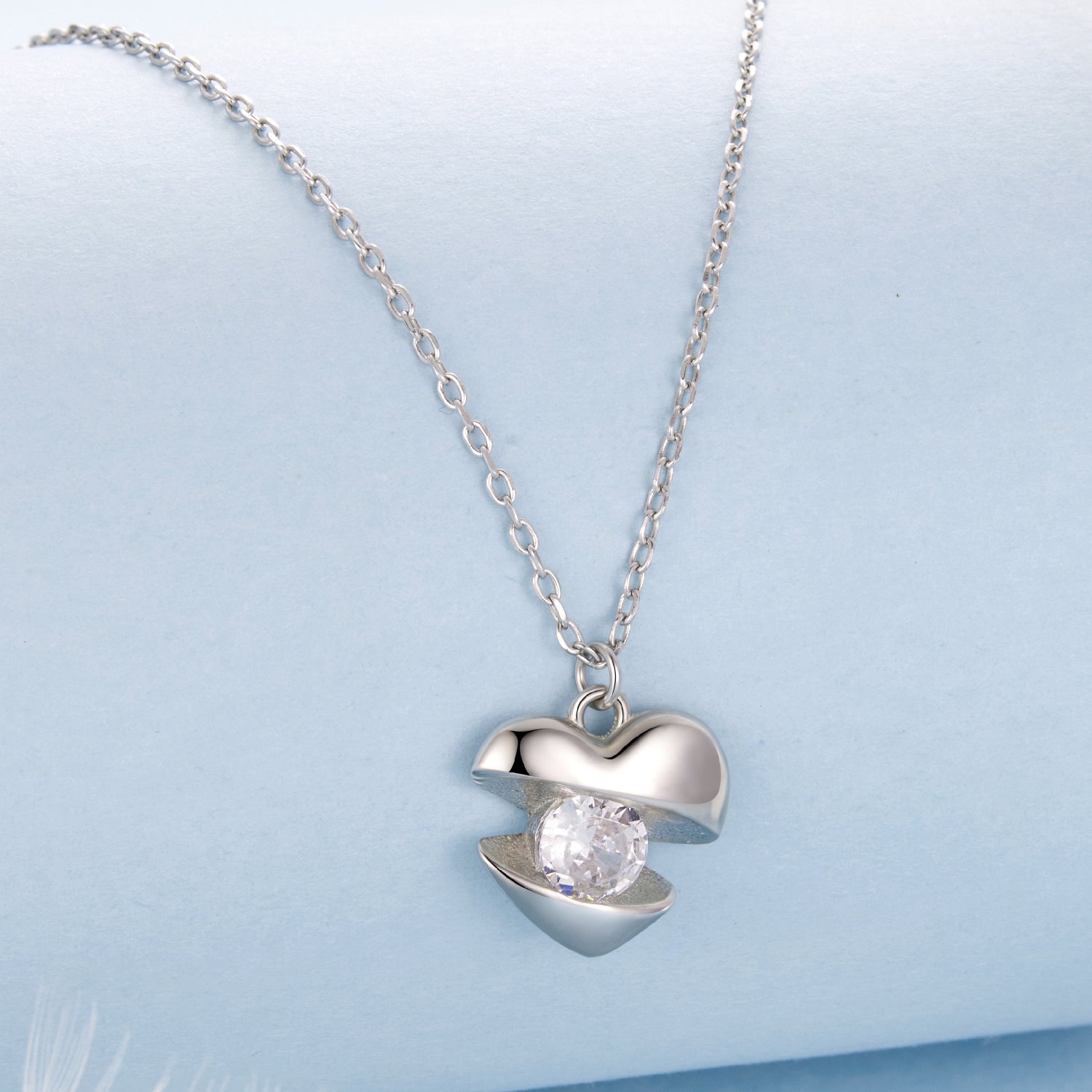 925 Sterling Silver White Gold Plated 40cm+5cm Length CZ Necklace for Women DestGlow