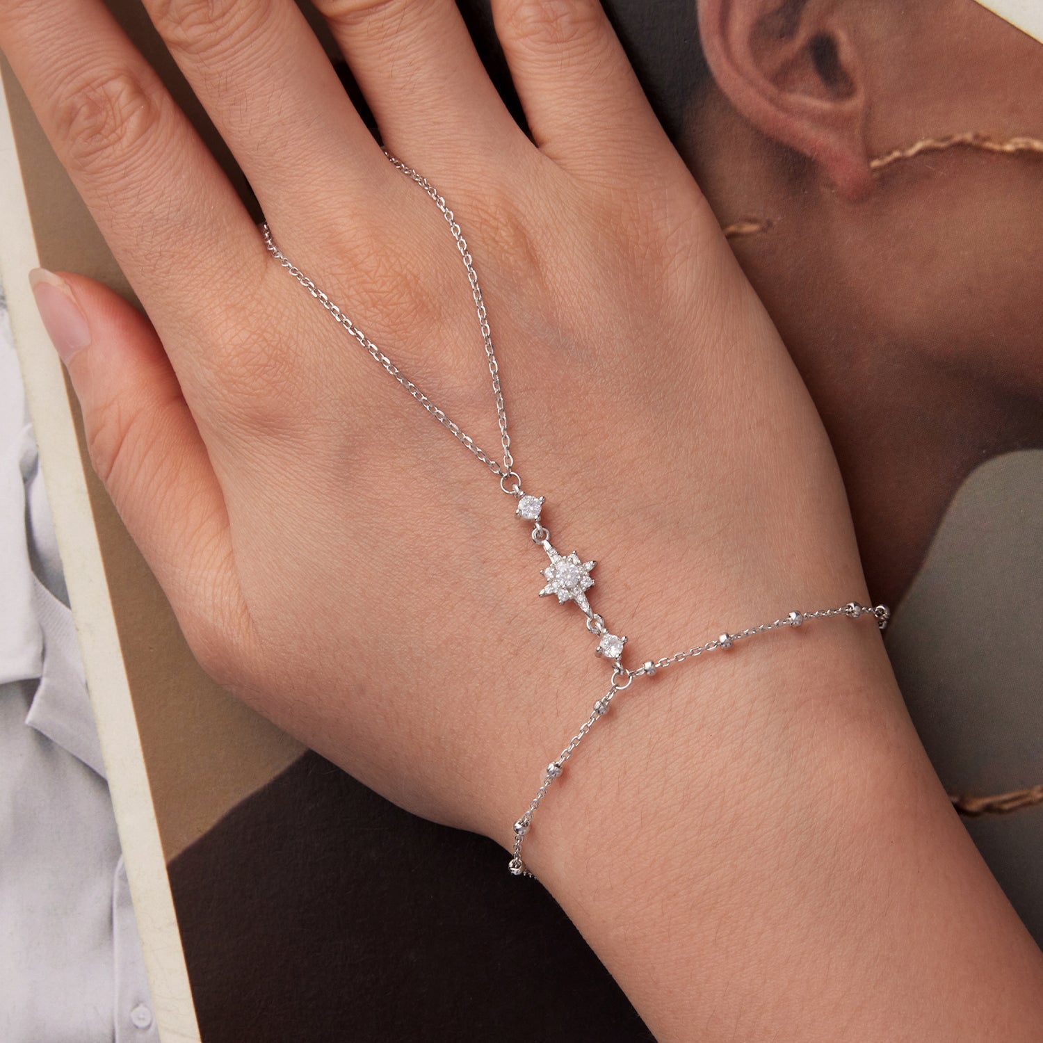 925 Sterling Silver White Gold Plated CZ Bracelet 15+6cm for Women DestGlow