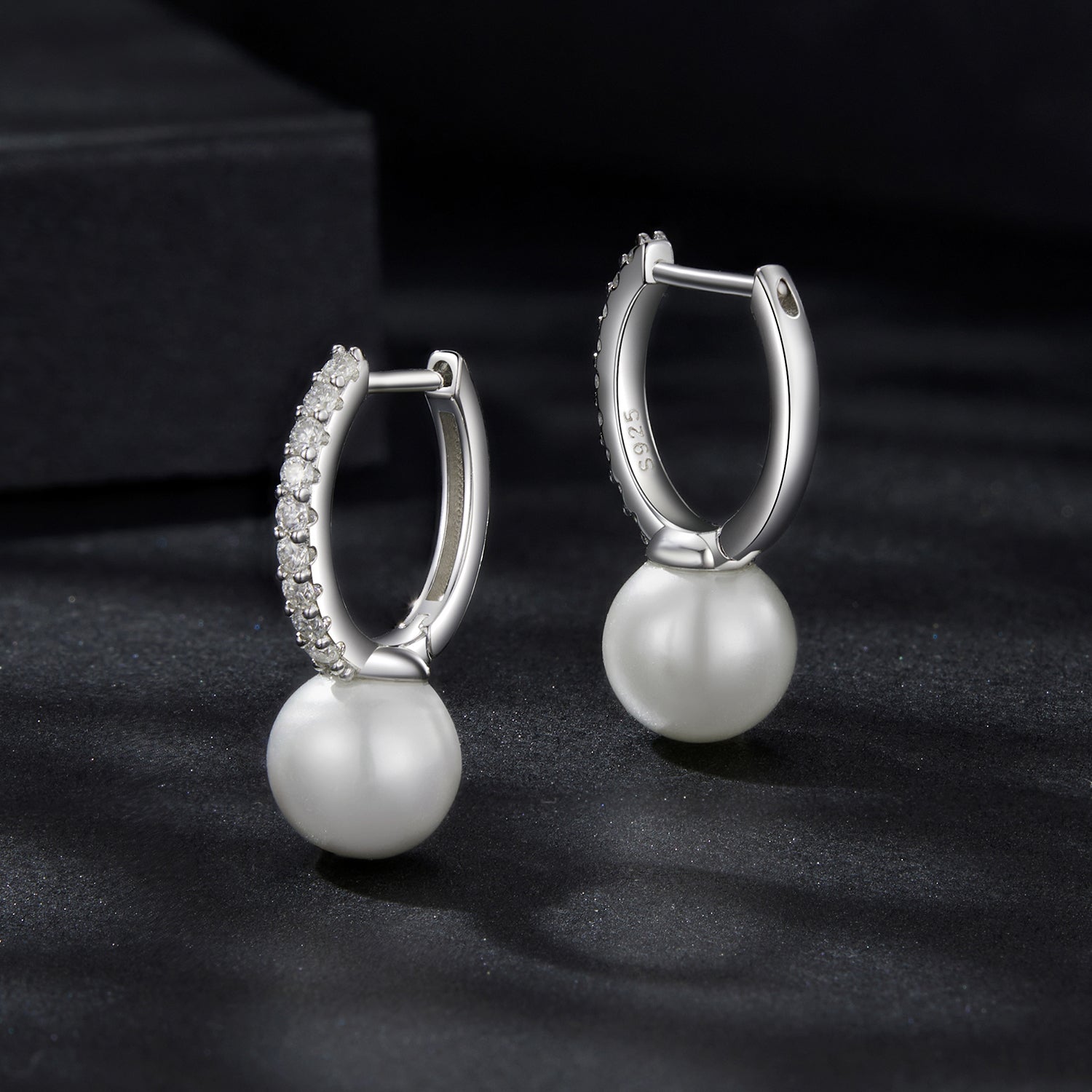 925 Sterling Silver Moissanite 0.15 Carat Earrings with Quality Shell Pearl for Women DestGlow