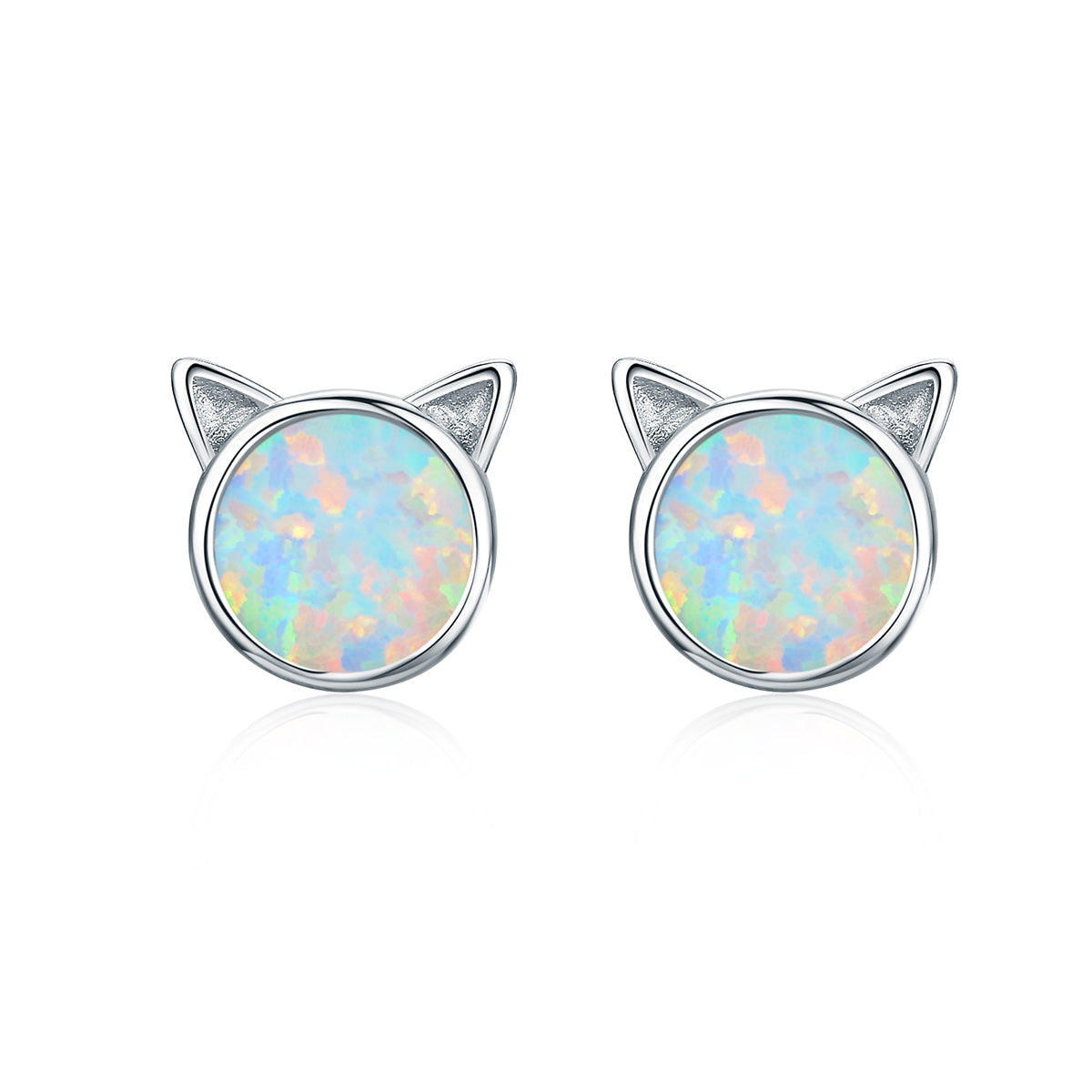 925 Sterling Silver Plated Rose Gold Opal Earrings 0.8cm for Women DestGlow