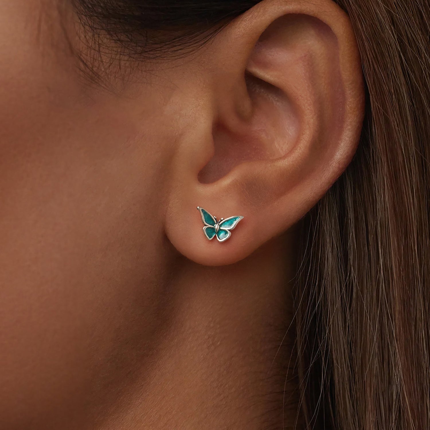 925 Sterling Silver Enamel Oxidized Earrings Size 0.7*1.1cm for Women DestGlow