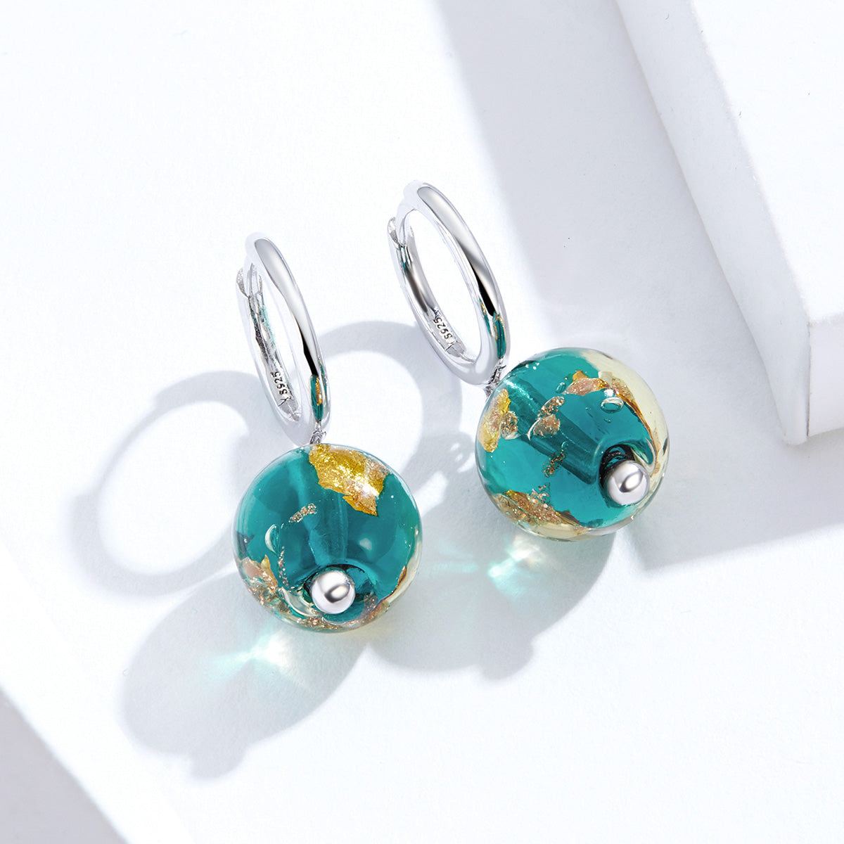 925 Sterling Silver Earrings with Glass Bead for Women DestGlow