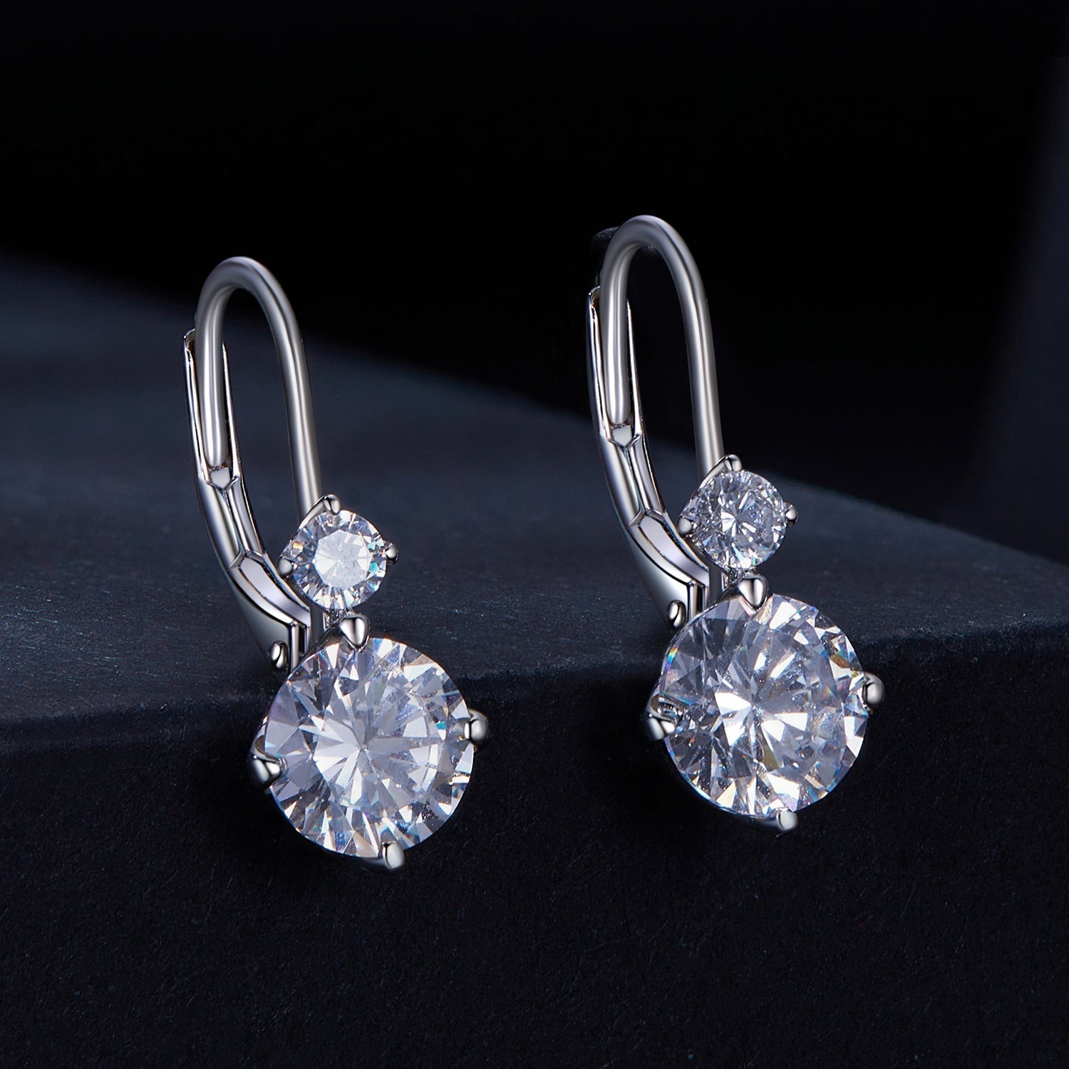 925 Sterling Silver Moissanite Earring with Pavé Setting, 6.5mm, for Women DestGlow