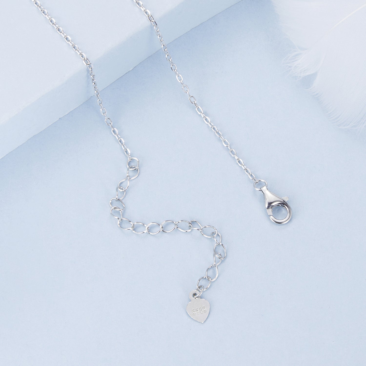 925 Sterling Silver Pendant Necklace with CZ and Transparent Glass for Women DestGlow