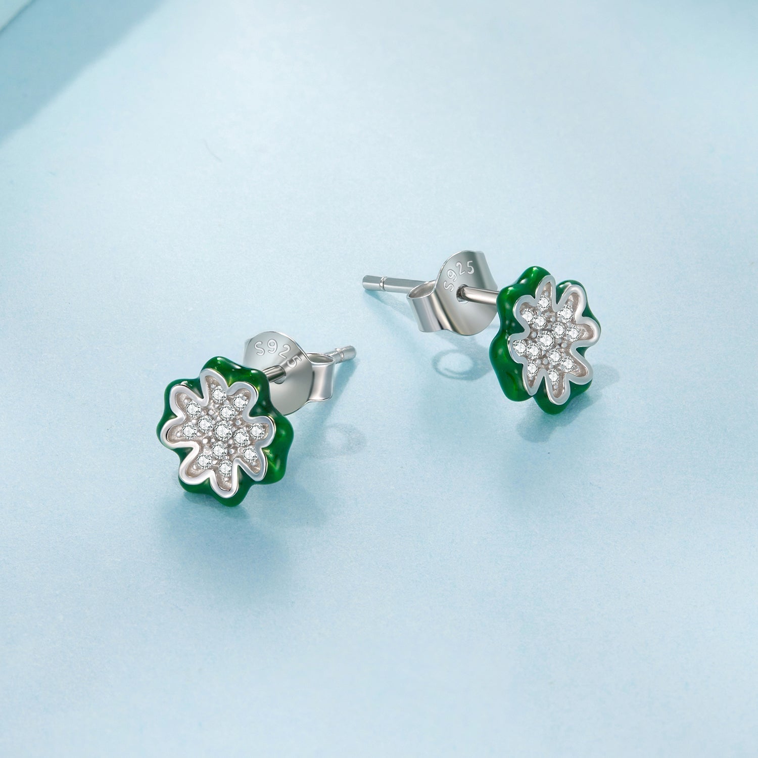 925 Sterling Silver Earrings with Pavé Set CZ & White Gold Plating, 0.75cm for Women DestGlow