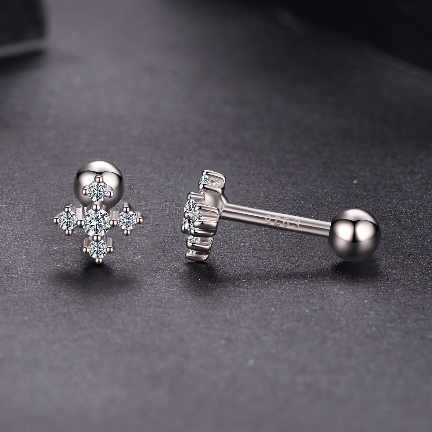925 Sterling Silver Moissanite Earrings White Gold Plated 0.5cm for Women DestGlow
