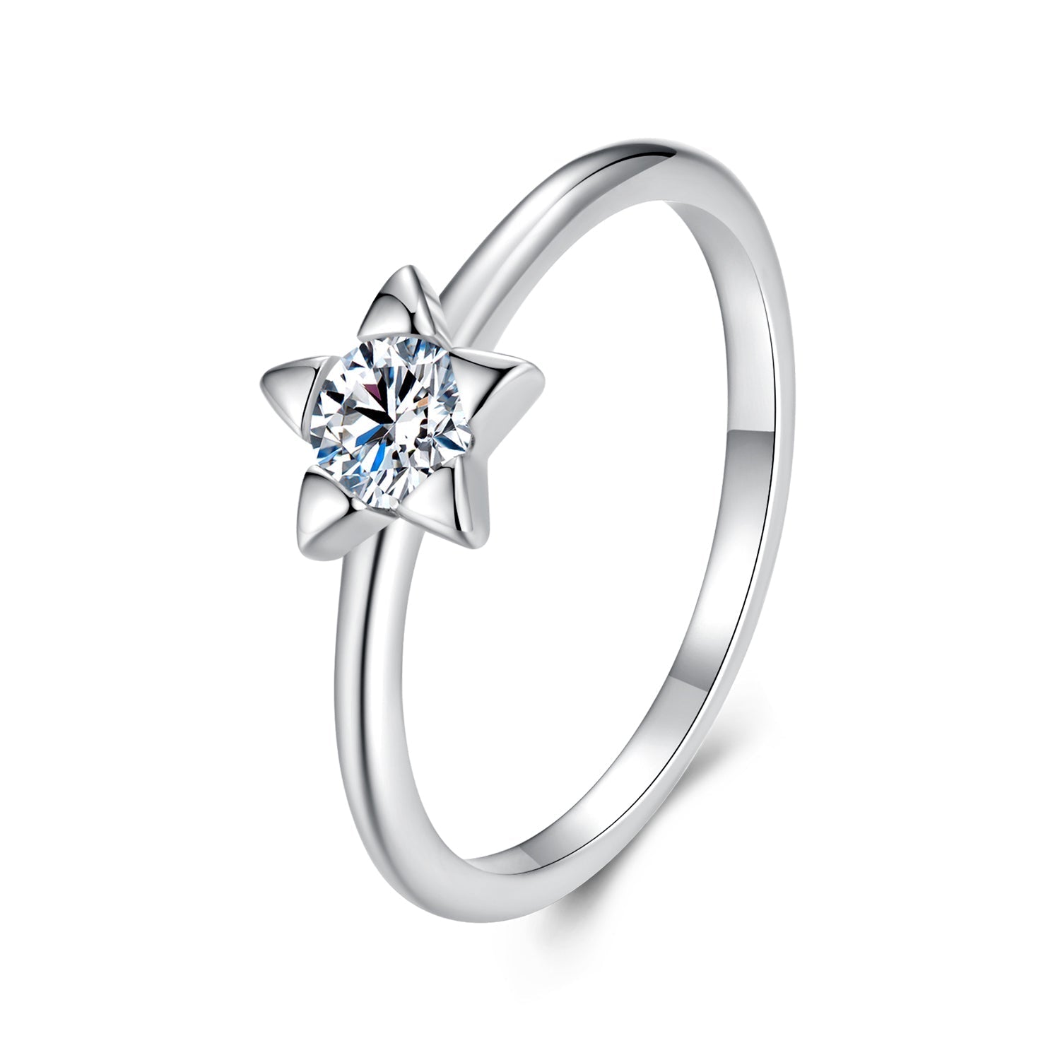 925 Sterling Silver 0.30 Carat Moissanite Ring Size 8 DestGlow