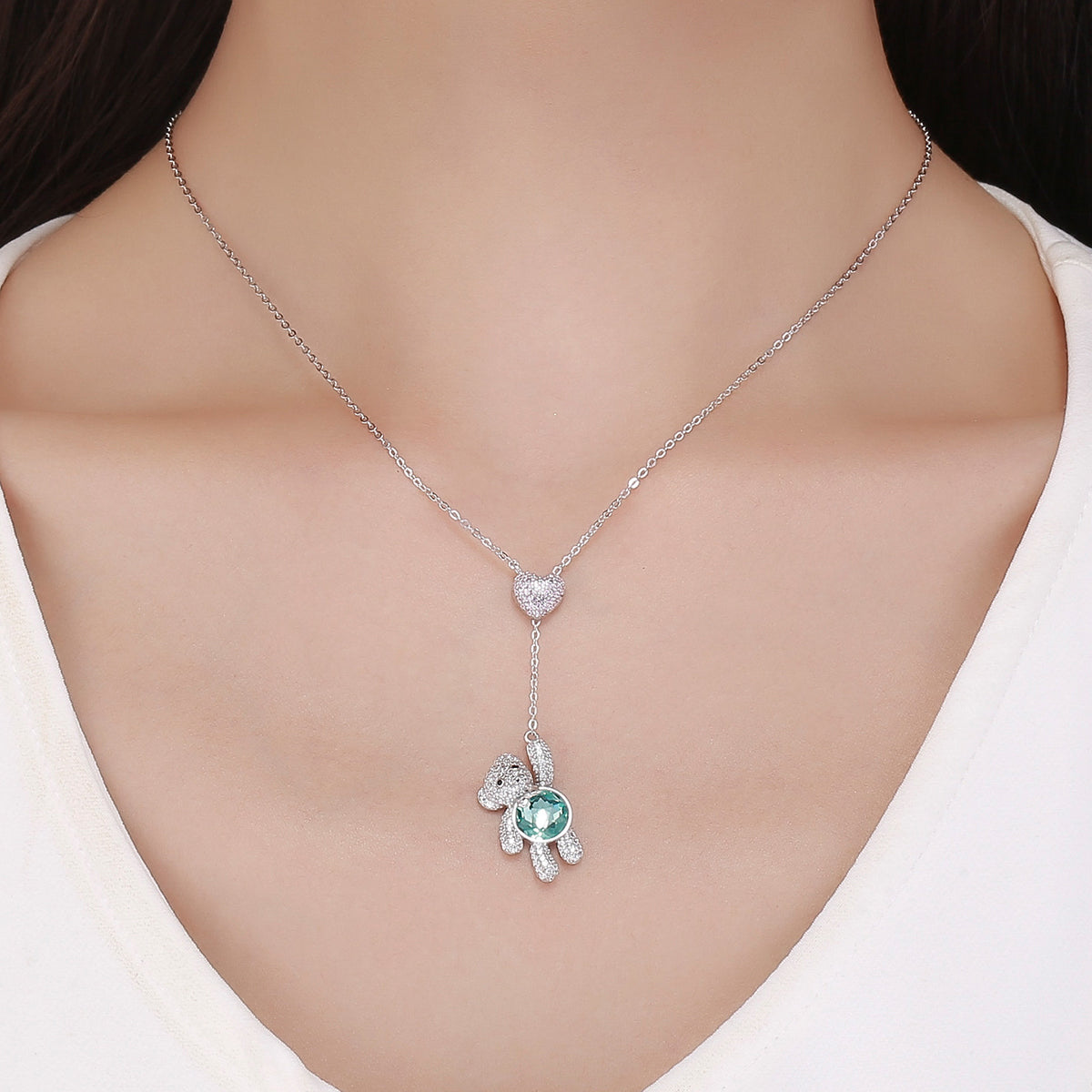 925 Sterling Silver Necklace 38-45cm with 3.1*1.3cm Pendant for Women DestGlow