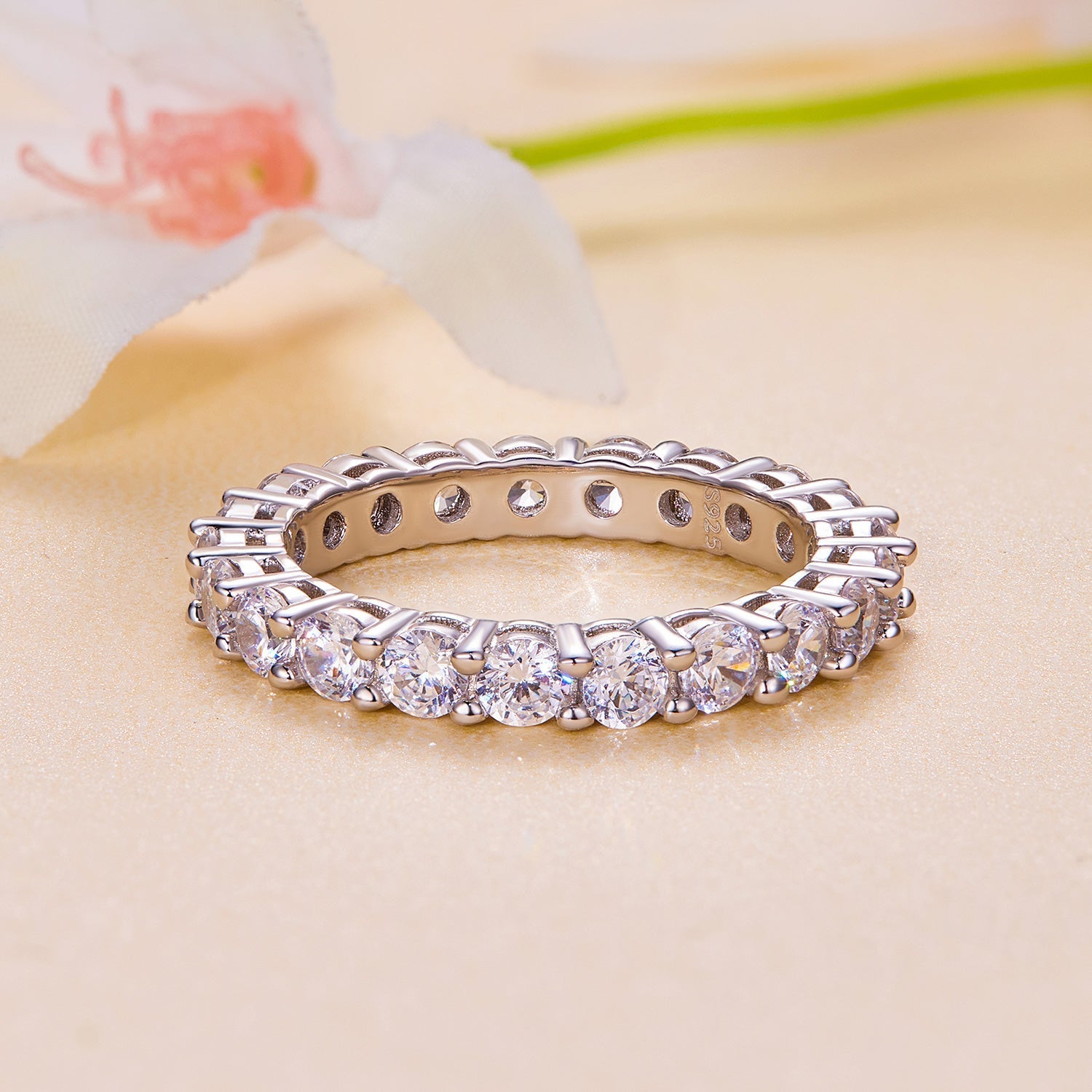 925 Sterling Silver Moissanite 0.1ct Ring Size 6 for Women DestGlow