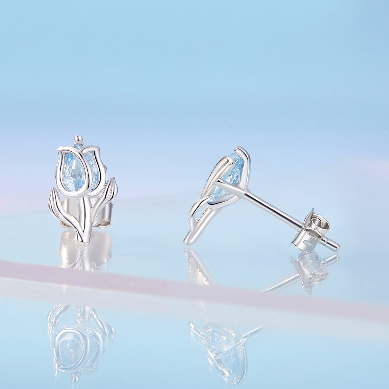 925 Sterling Silver Synthetic Spinel Earrings with Platinum Plating - 12x7mm DestGlow