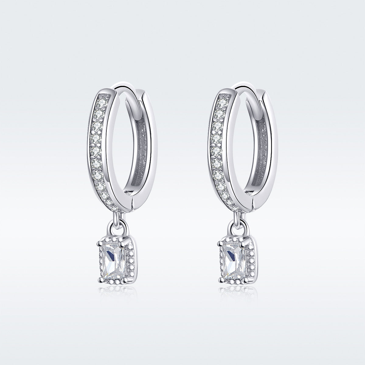 925 Sterling Silver 1.7cm Pavé Setting CZ Earrings DestGlow