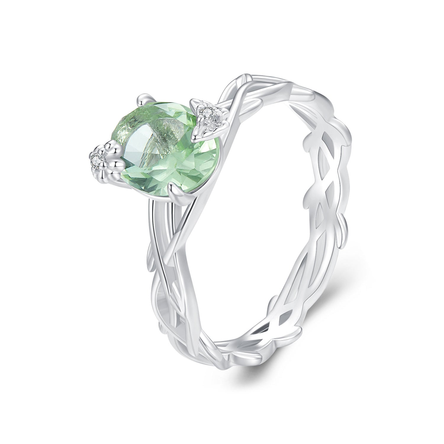 925 Sterling Silver Synthetic Spinel 3.8mm Ring for Women Size 7 DestGlow