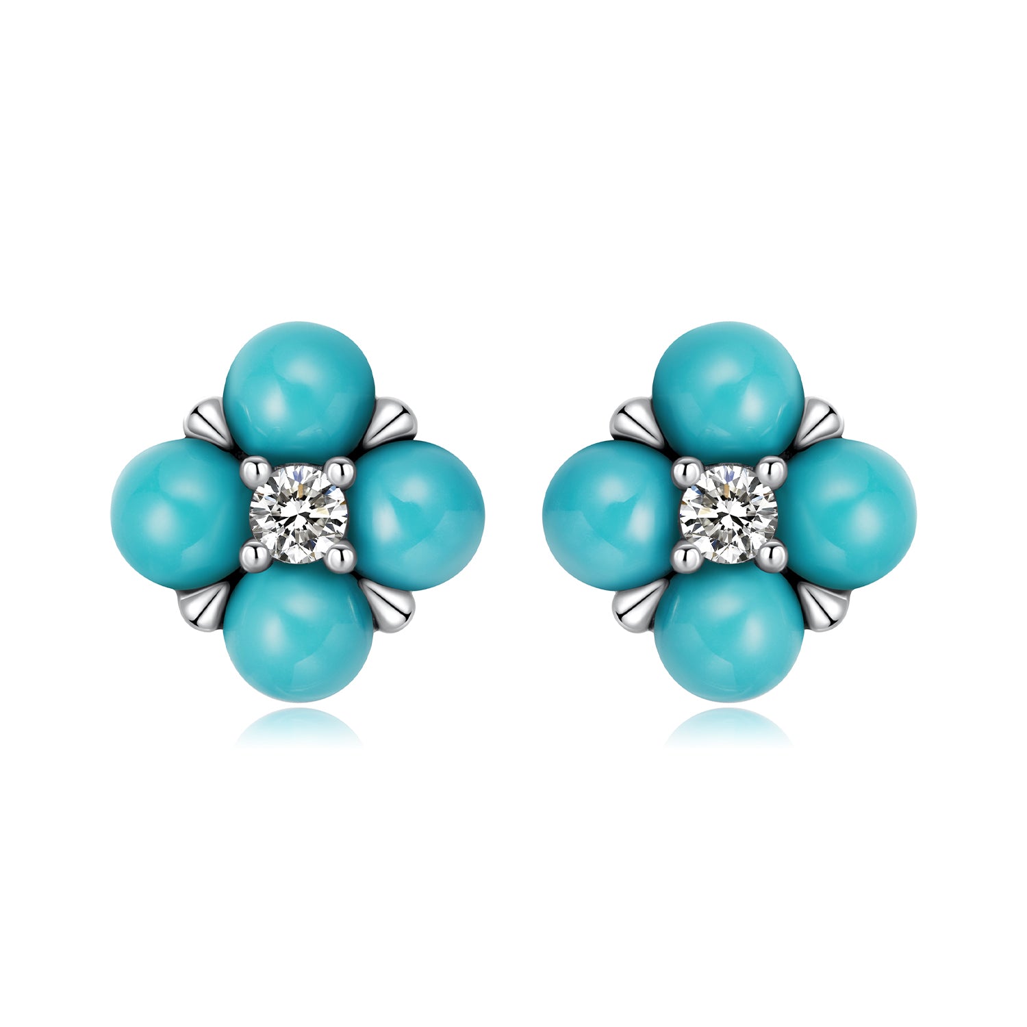925 Sterling Silver Earrings with Synthetic Turquoise and CZ in Oxidized Finish DestGlow