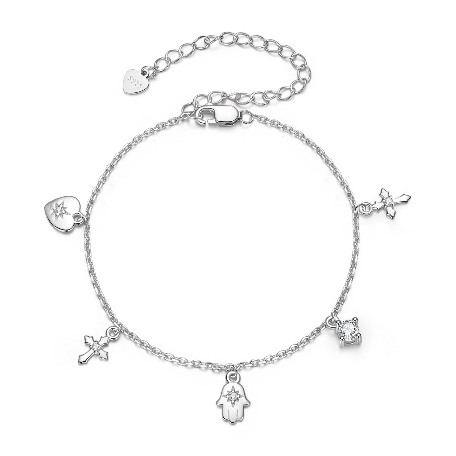 925 Sterling Silver Bracelet with Plated White Gold and Pavé Setting CZ DestGlow