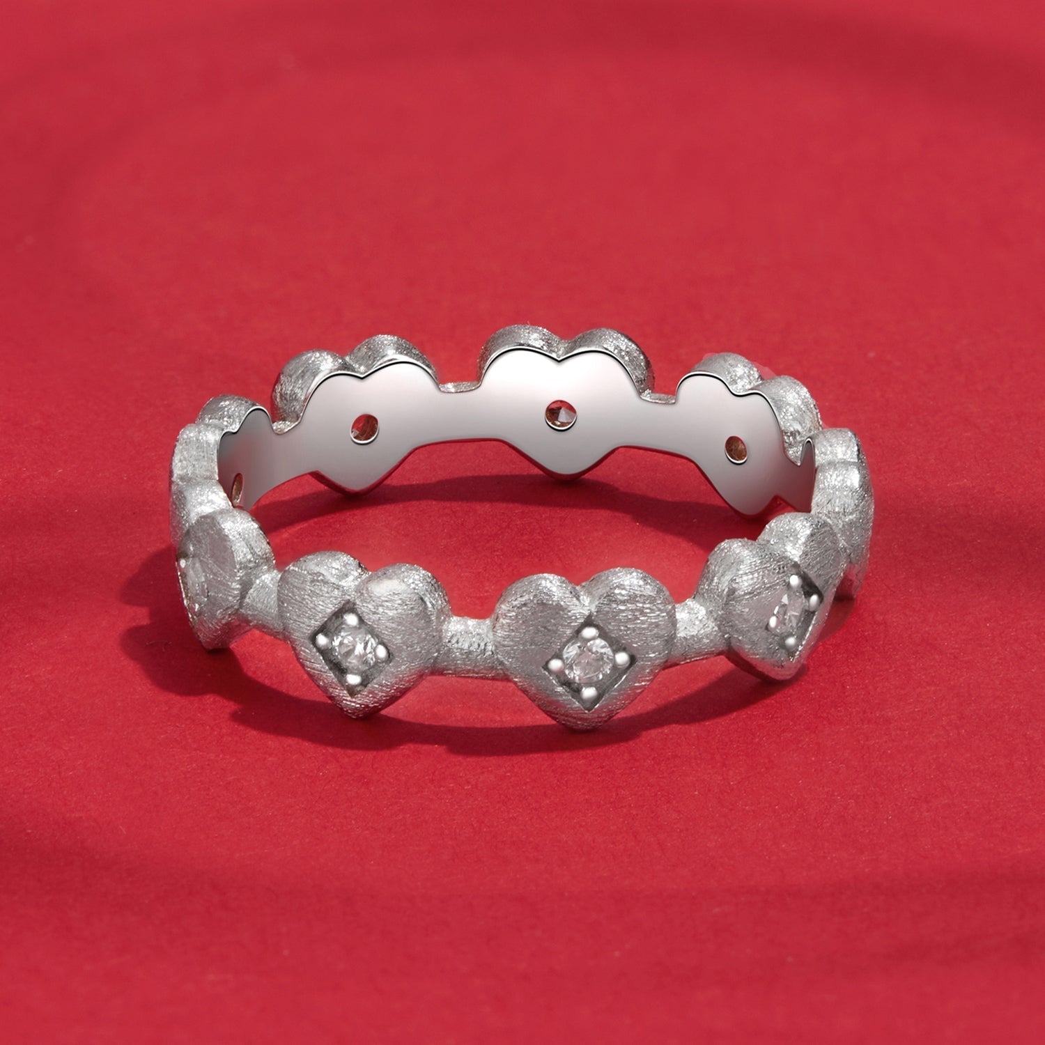 925 Sterling Silver Pave Setting CZ White Gold Plated Ring Size 6 for Women DestGlow