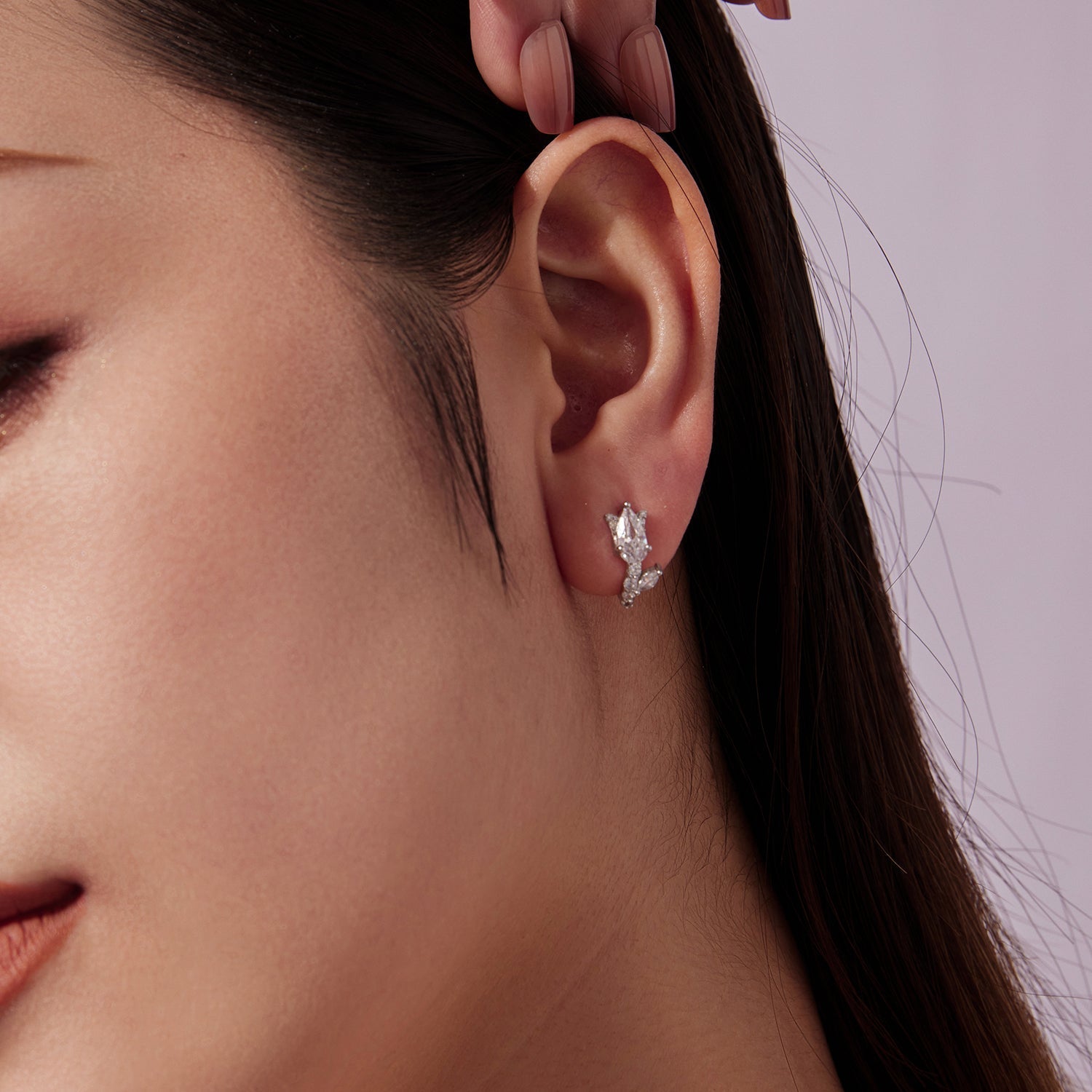 925 Sterling Silver Earrings with White Gold Plating and CZ DestGlow