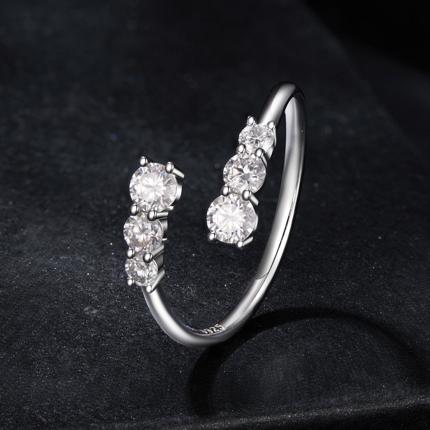 925 Sterling Silver Moissanite Ring for Women - Size E - Plated White Gold DestGlow