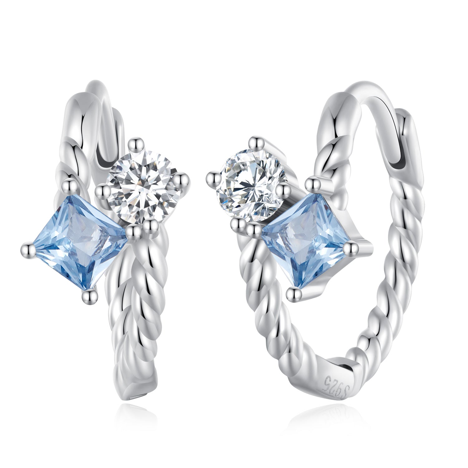 925 Sterling Silver Earrings with Spinel and CZ, 13x7mm, Plated Platinum for Women DestGlow