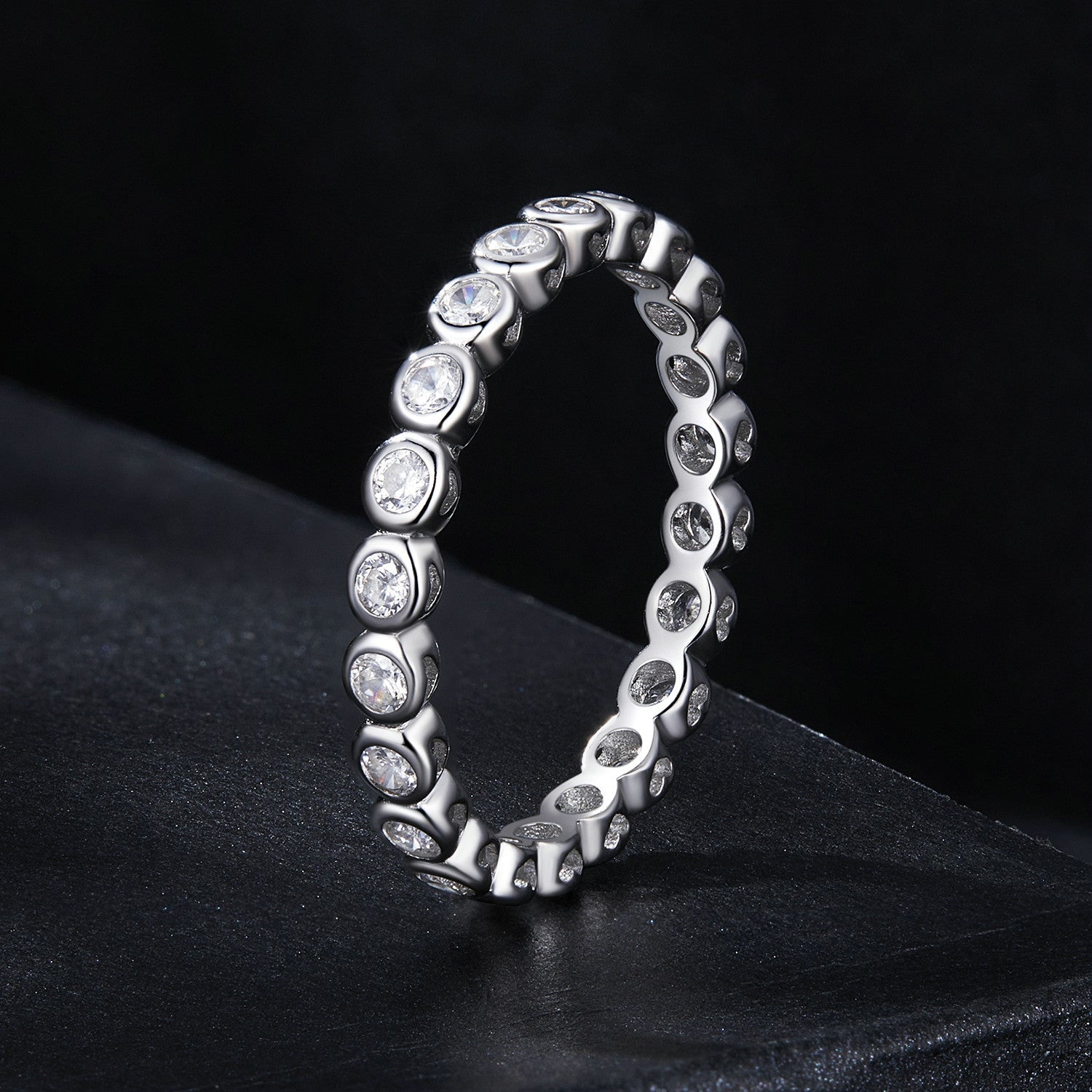 925 Sterling Silver 2mm Moissanite Ring Size 7 for Women DestGlow