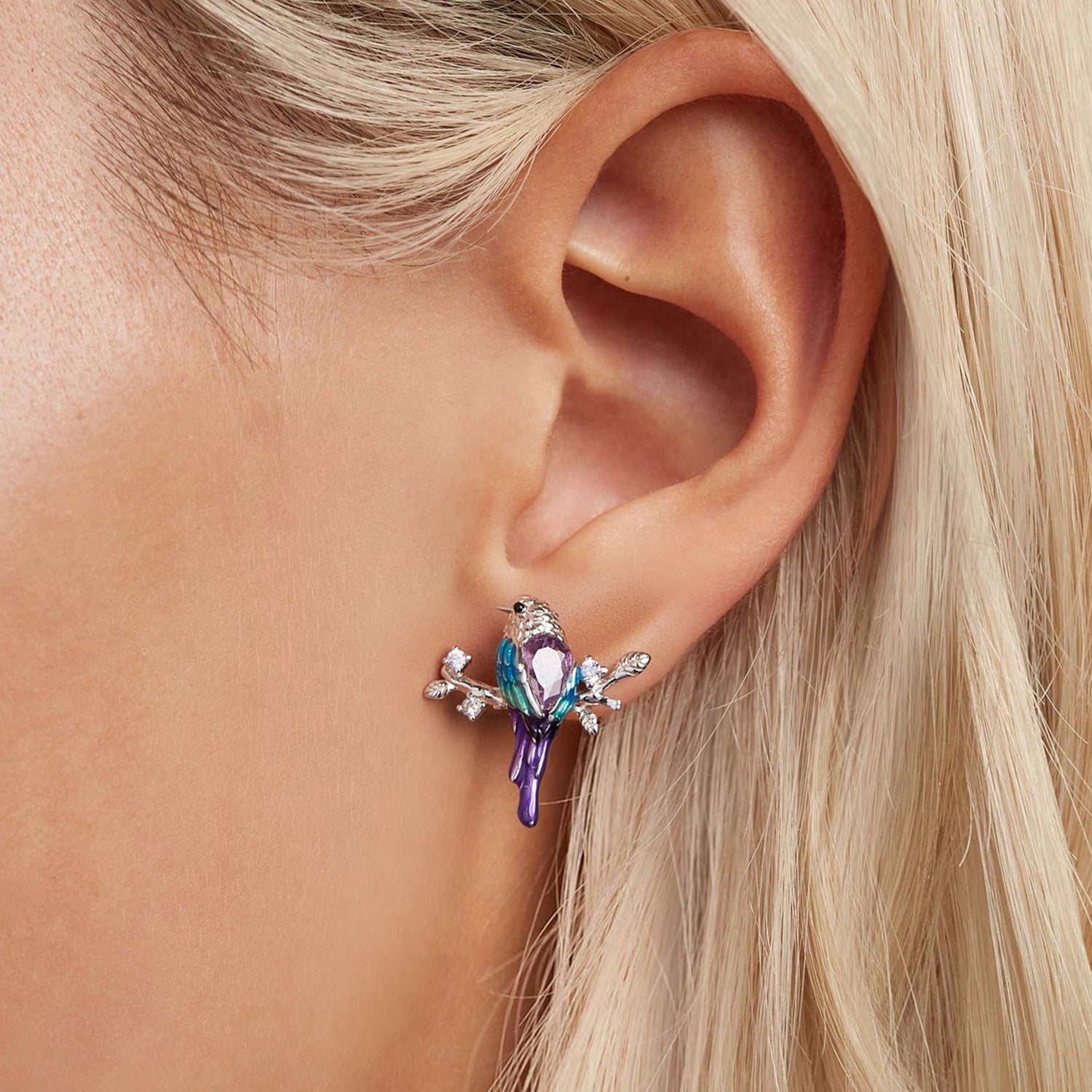 925 Sterling Silver Enamel Process Pavé Setting CZ Earrings DestGlow