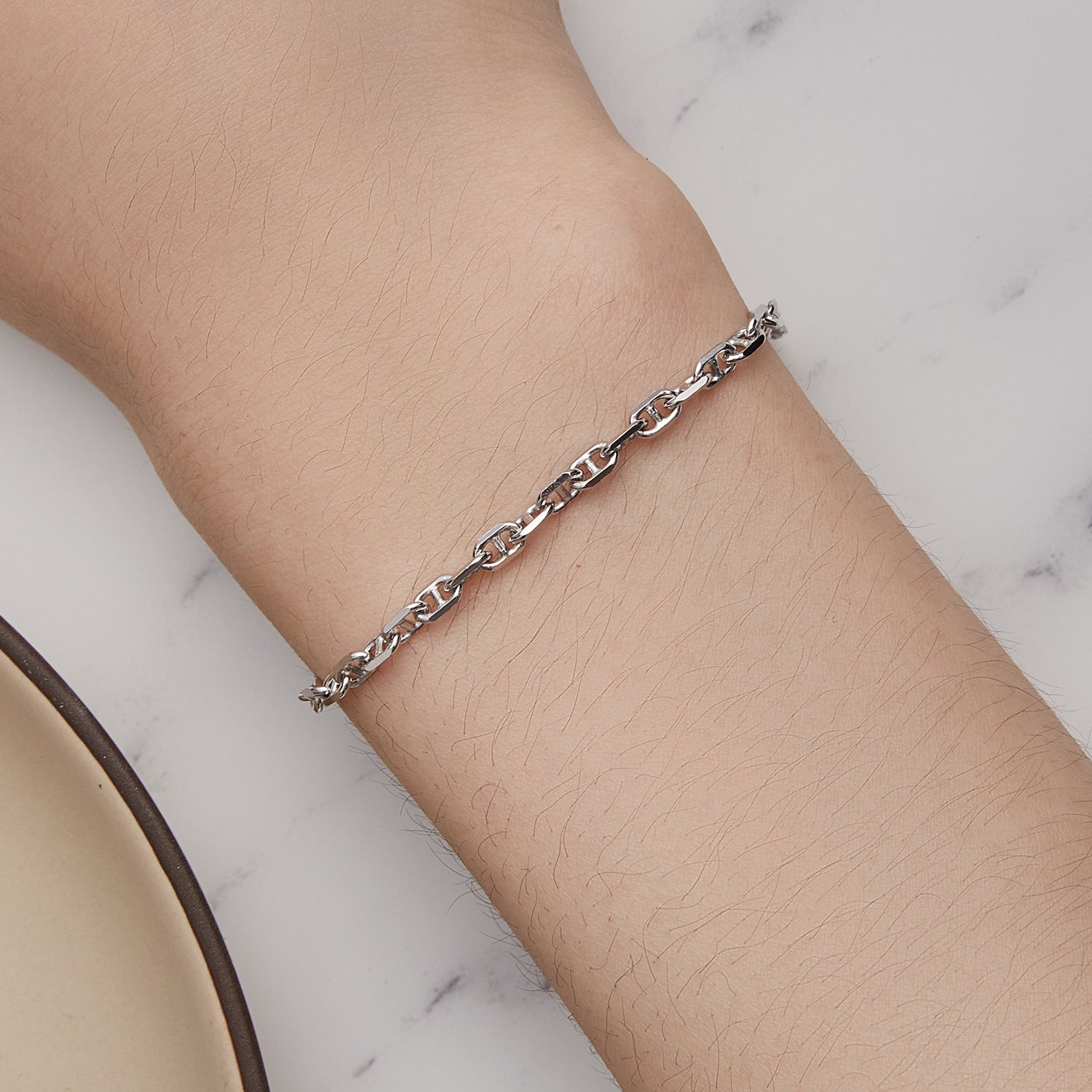 925 Sterling Silver Platinum Plated Bracelet 160+50mm for Women DestGlow