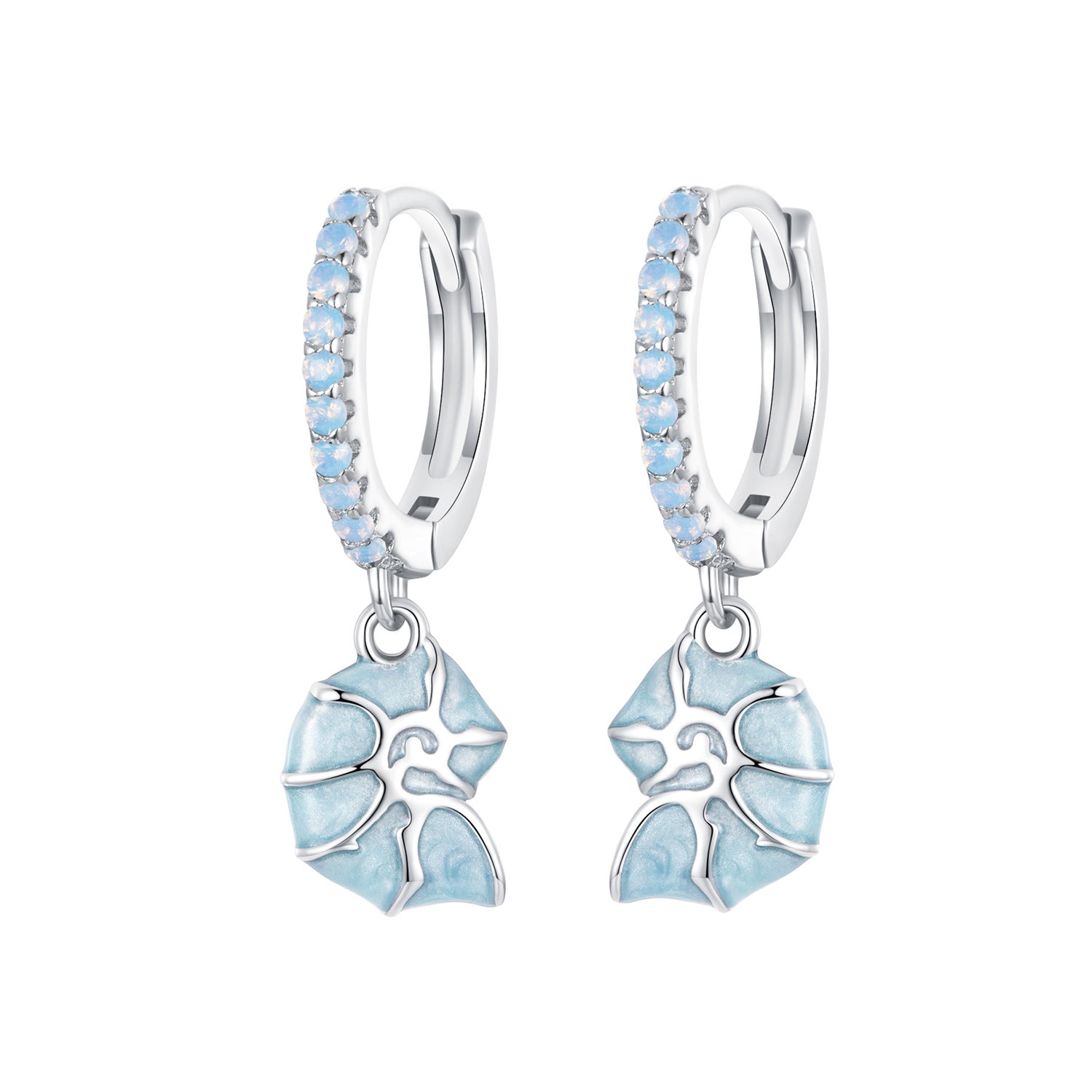 925 Sterling Silver Earrings with Nano Opal Stone and Enamel - 22x8mm DestGlow