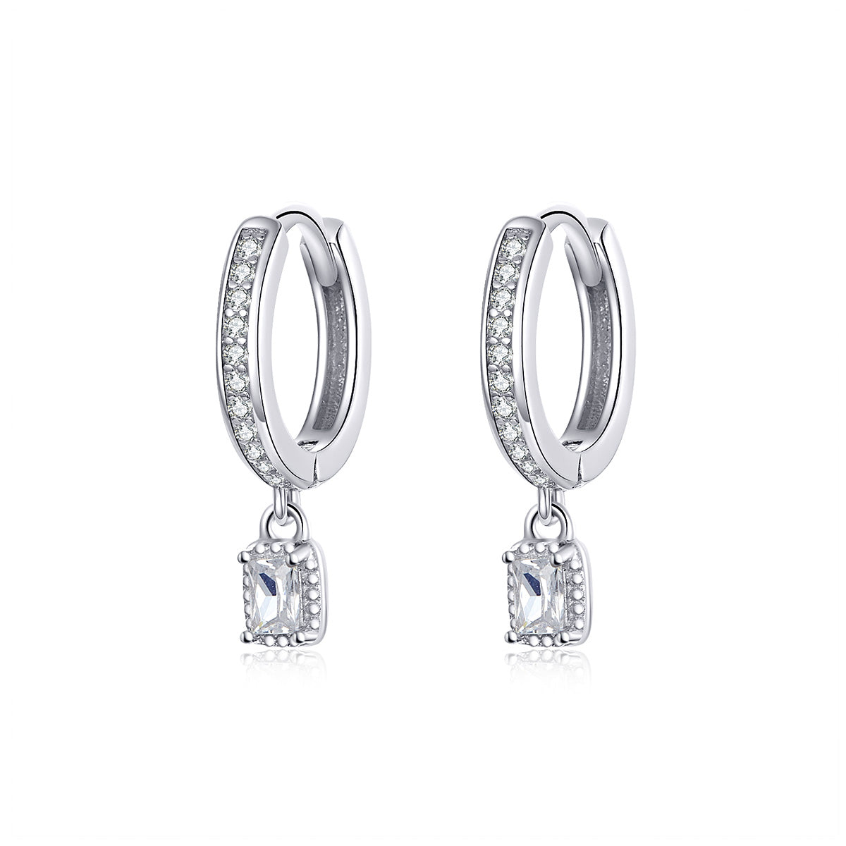 925 Sterling Silver 1.7cm Pavé Setting CZ Earrings DestGlow