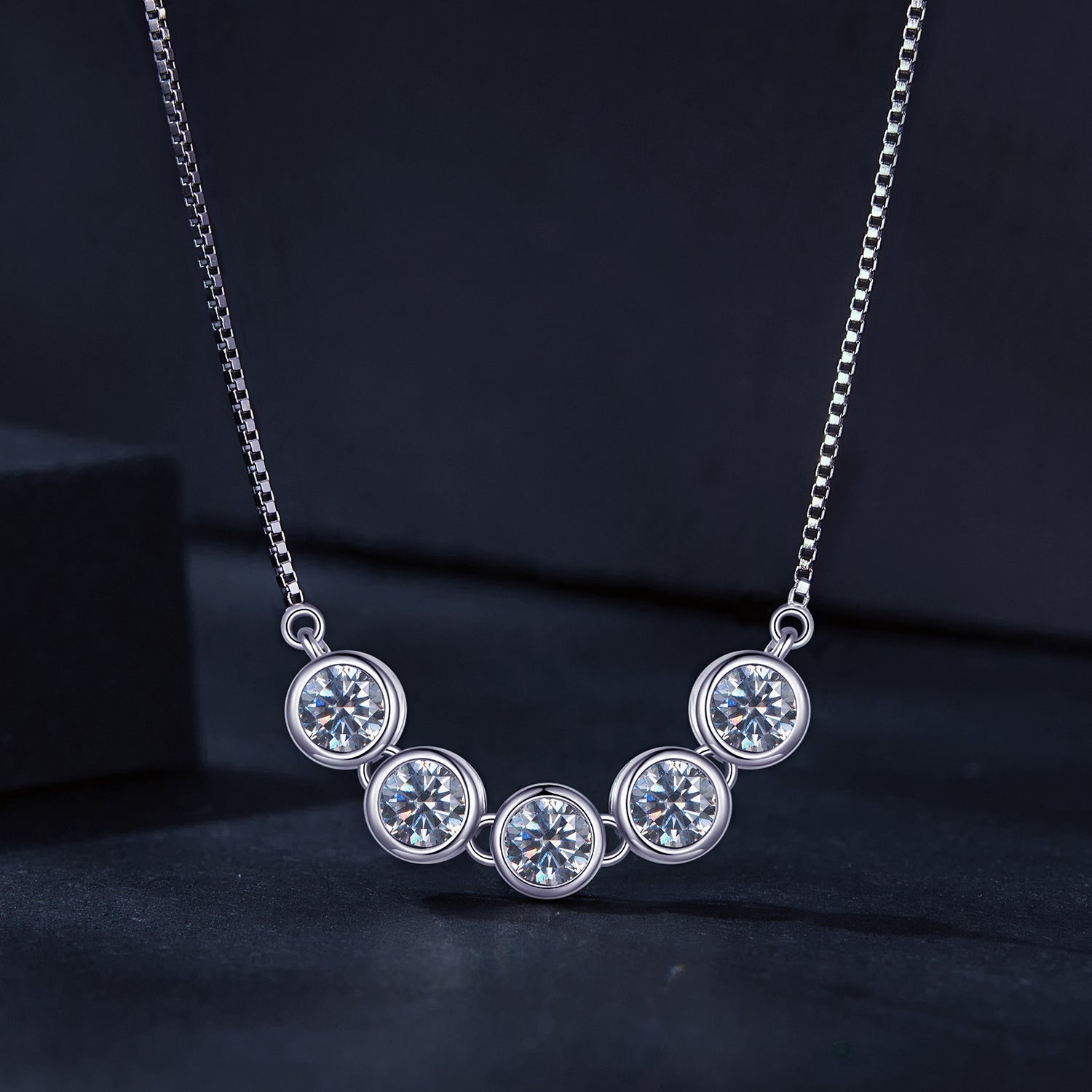 925 Sterling Silver 4mm Moissanite Plated Platinum Necklace for Women DestGlow