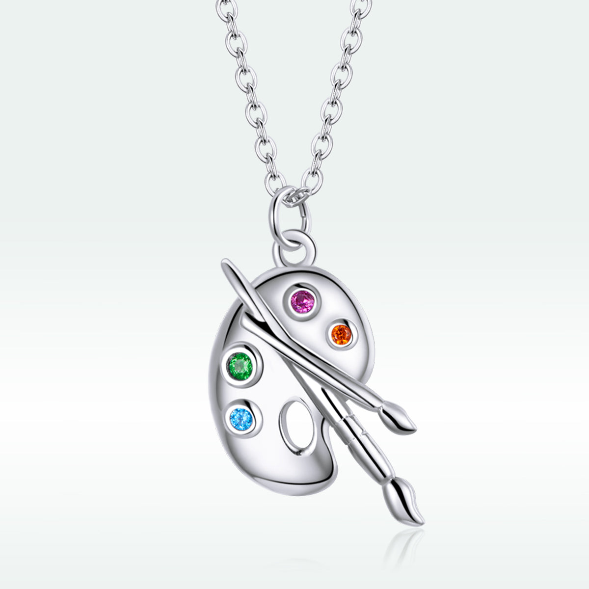 925 Sterling Silver Adjustable Pendant Necklace with CZ in Platinum Finish DestGlow