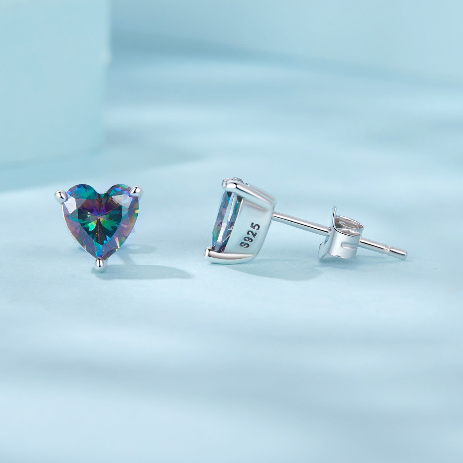 925 Sterling Silver Earrings 7mm Width with Transparent Glass for Women DestGlow