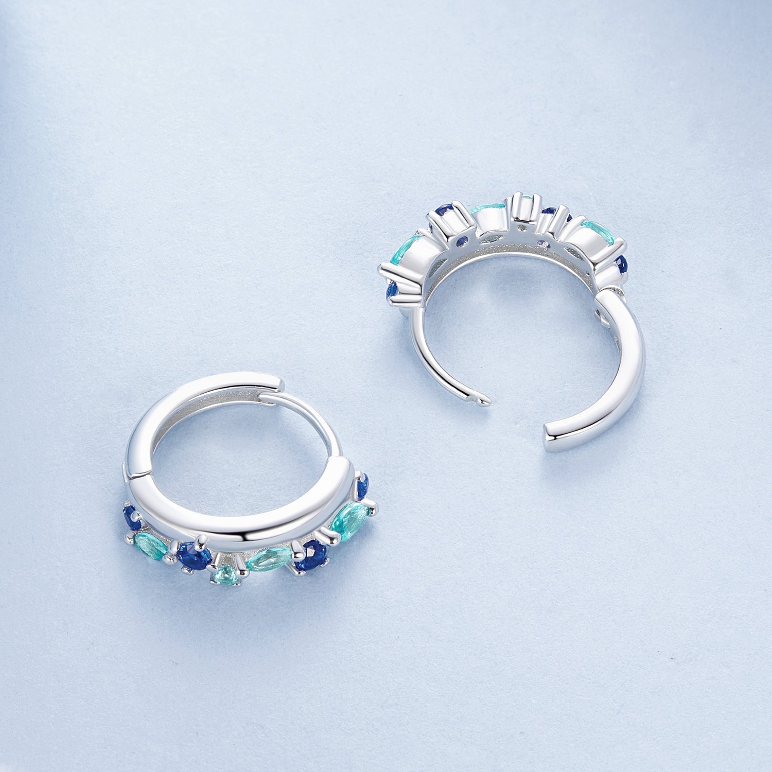 925 Sterling Silver Earrings with Pavé Setting and White Gold Plating for Women DestGlow