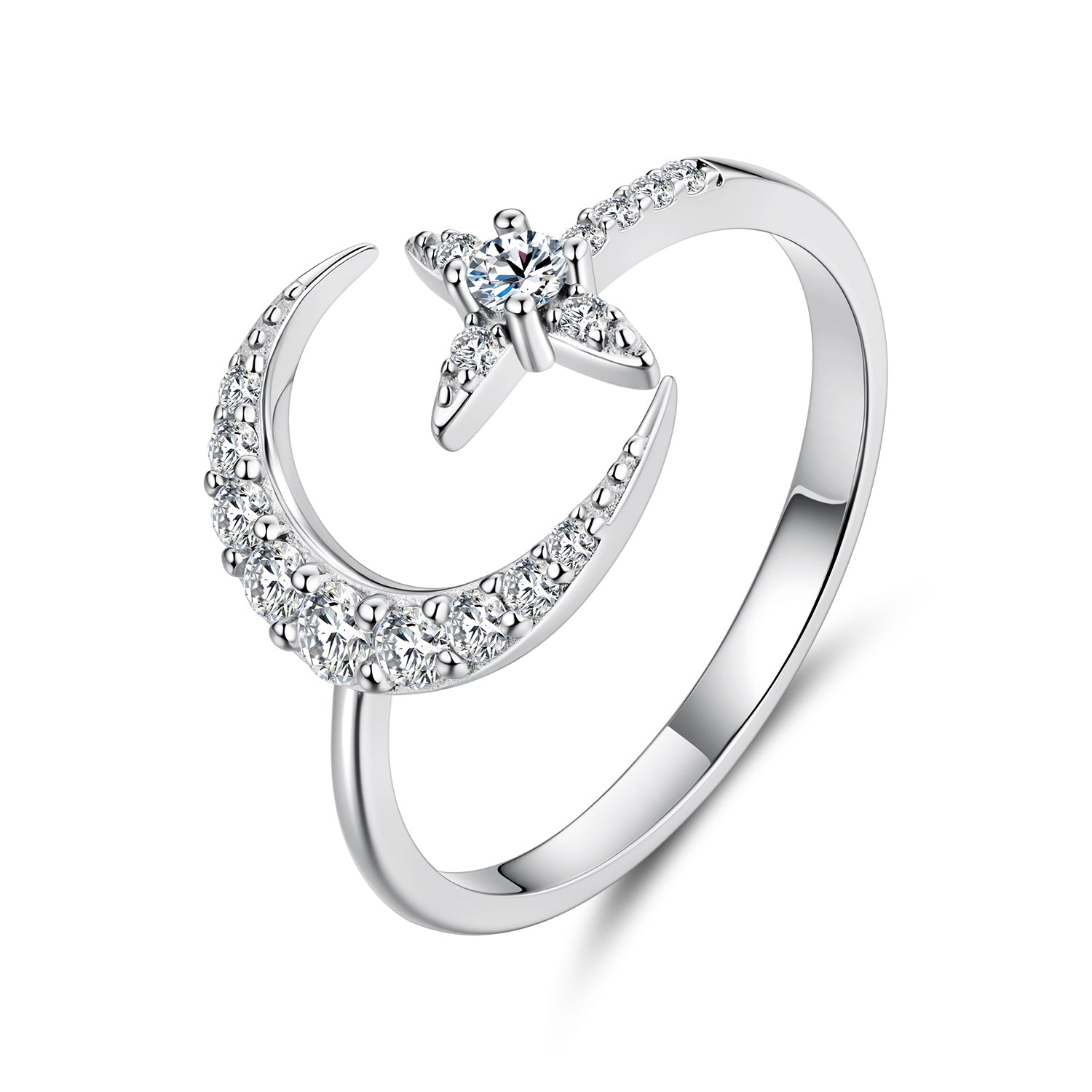 925 Sterling Silver Moissanite 0.25cm White Gold Plated Ring - Size E for Women DestGlow