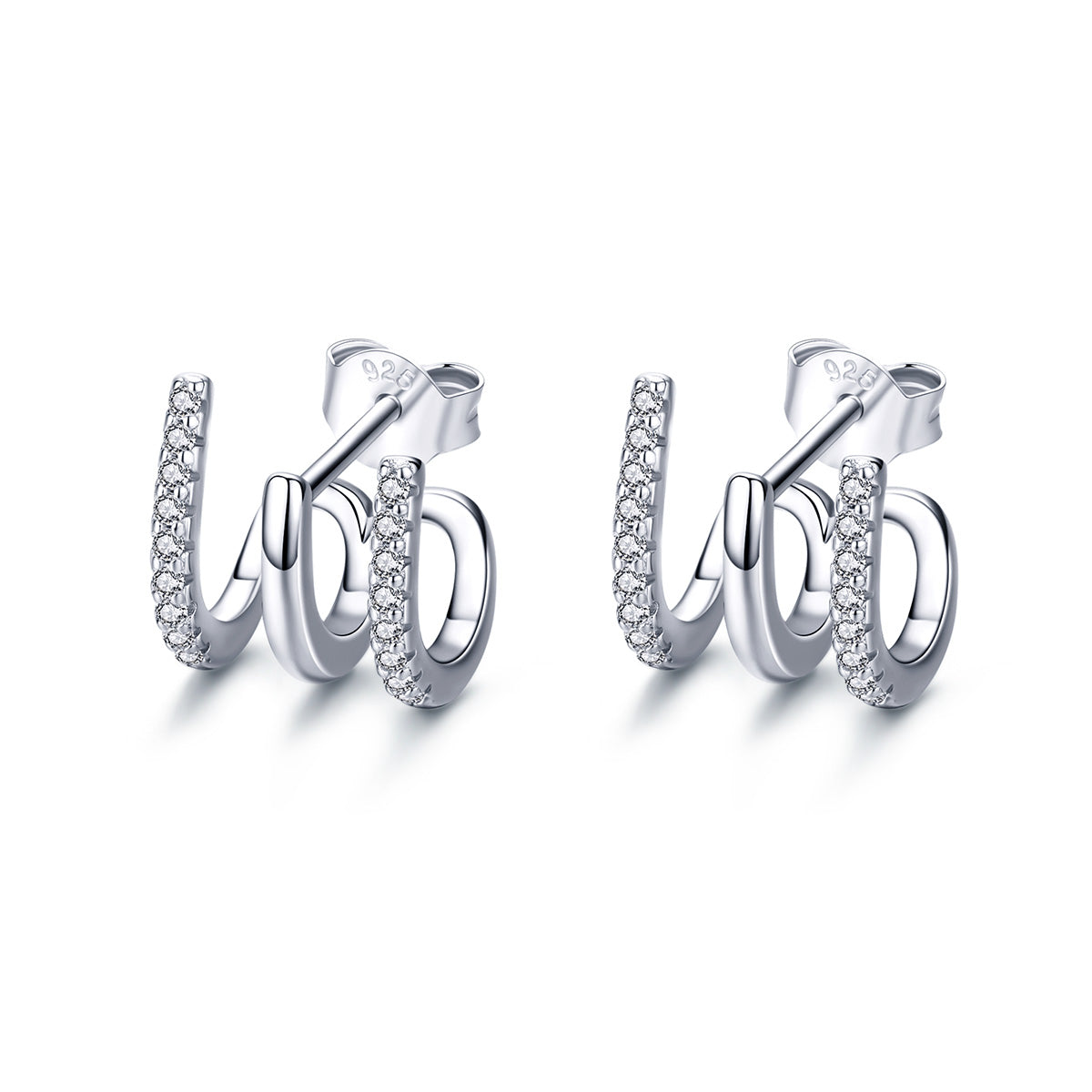 S925 Sterling Silver Platinum Plated Pavé Setting CZ Earrings DestGlow