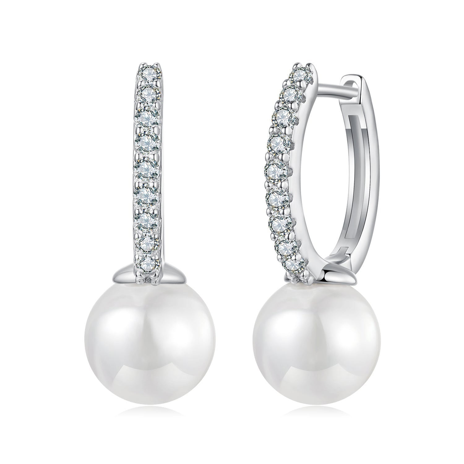 925 Sterling Silver Moissanite 0.15 Carat Earrings with Quality Shell Pearl for Women DestGlow