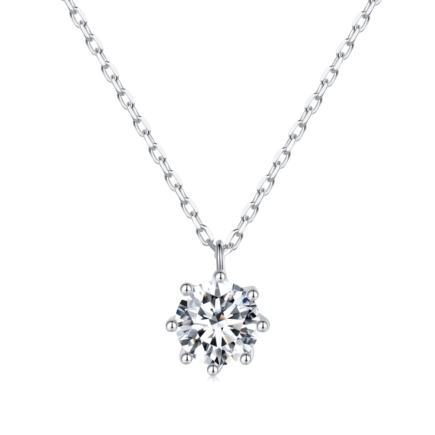 925 Sterling Silver Plated Platinum Moissanite Necklace 39+5cm for Women DestGlow