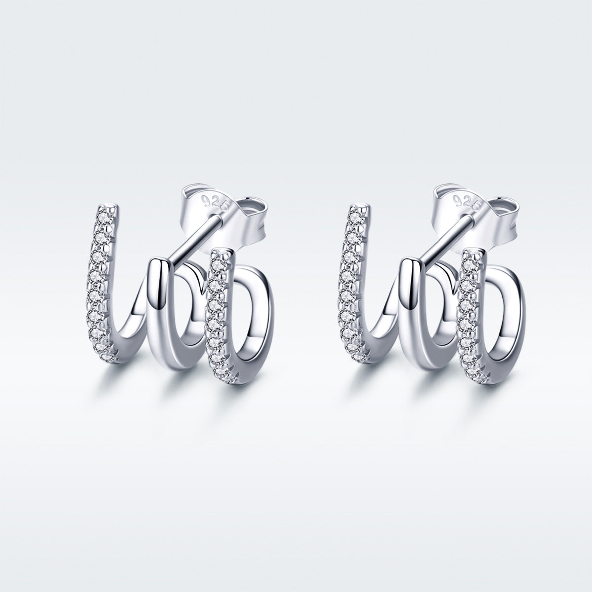 S925 Sterling Silver Platinum Plated Pavé Setting CZ Earrings DestGlow
