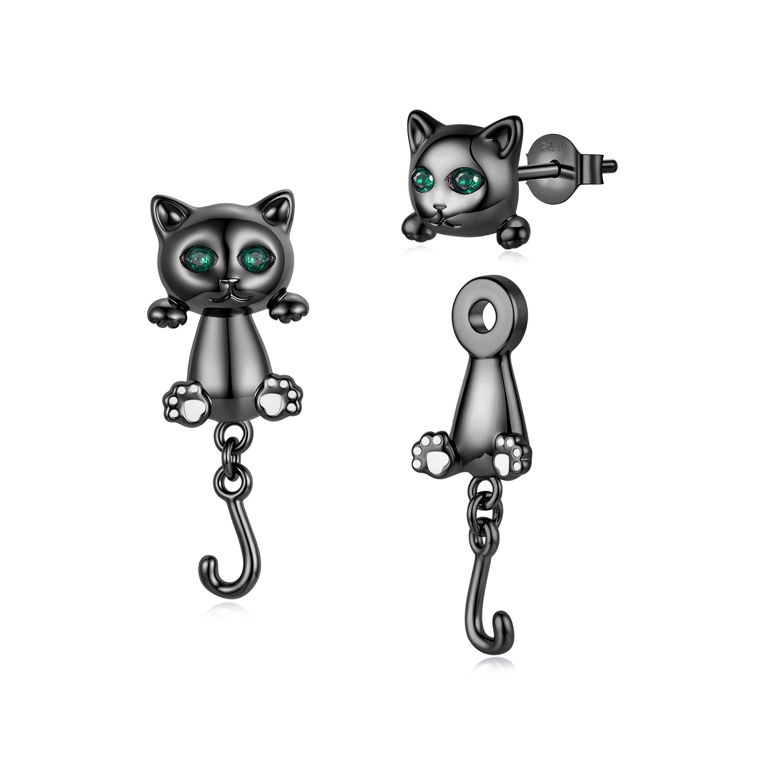 Brass & S925 Silver Earrings | 2.8*1.1cm | White Gold Plated with Pavé Setting CZ for Women DestGlow