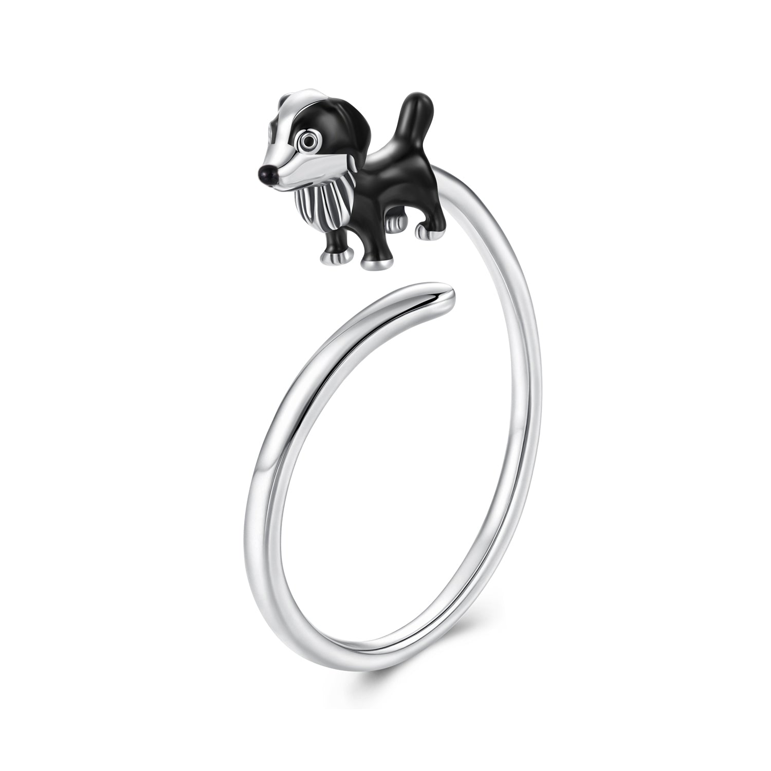 925 Sterling Silver Enamel Oxidized Silver Ring for Dogs DestGlow