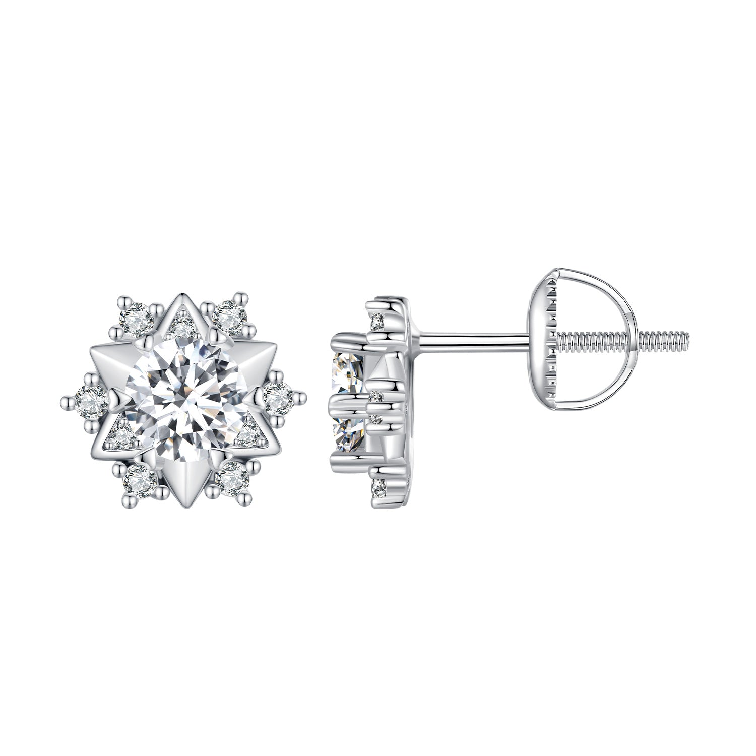 925 Sterling Silver 5.0mm Moissanite Earrings with CZ, 1.0cm for Women DestGlow