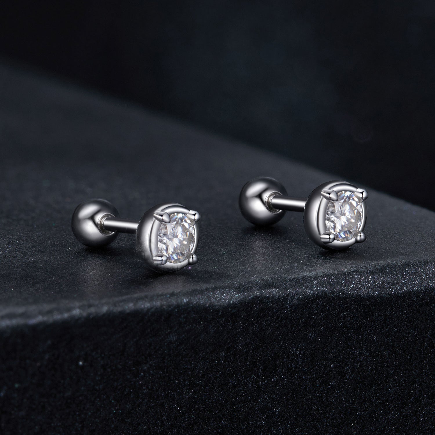 925 Sterling Silver 4mm Moissanite Earrings with Platinum Plating for Women DestGlow