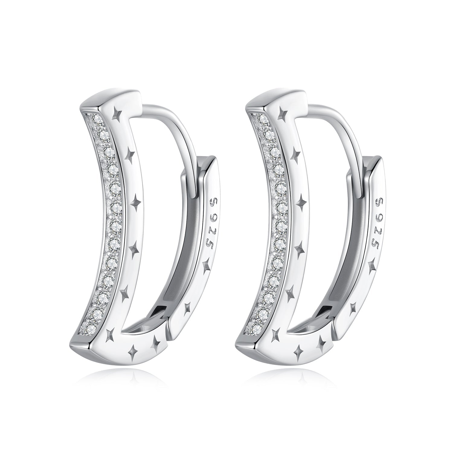925 Sterling Silver Pave Setting CZ White Gold Plated Earrings for Women DestGlow