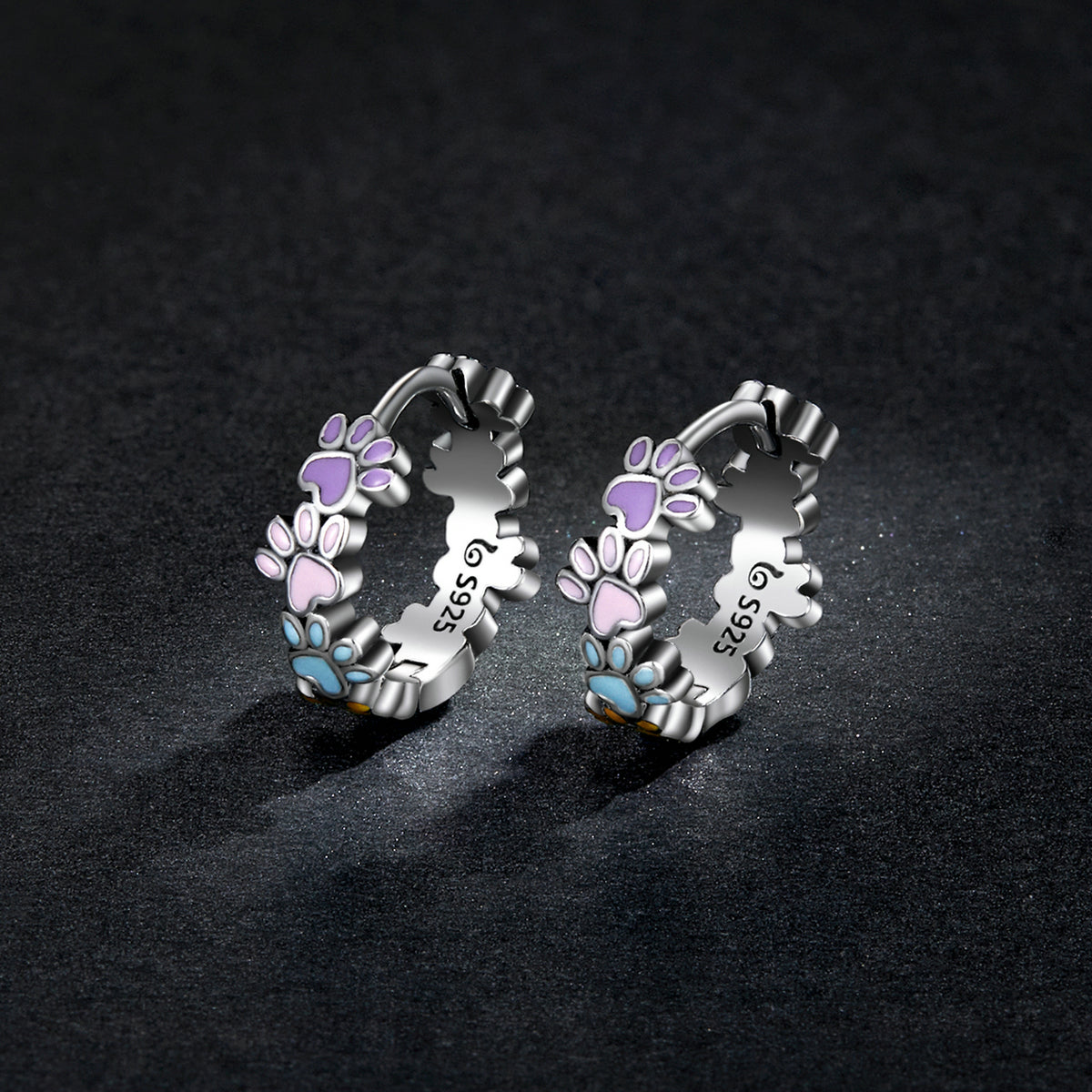 925 Sterling Silver Enamel Oxidized Silver Earrings DestGlow