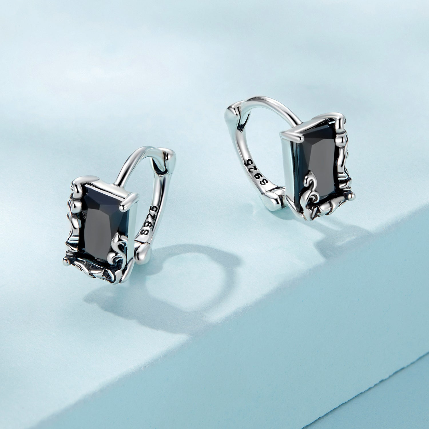 925 Sterling Silver Earrings with CZ and Oxidized Finish for Women DestGlow