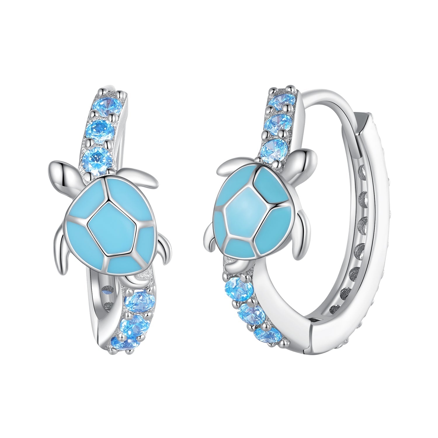 925 Sterling Silver Enamel CZ Earrings 14x6mm for Women DestGlow