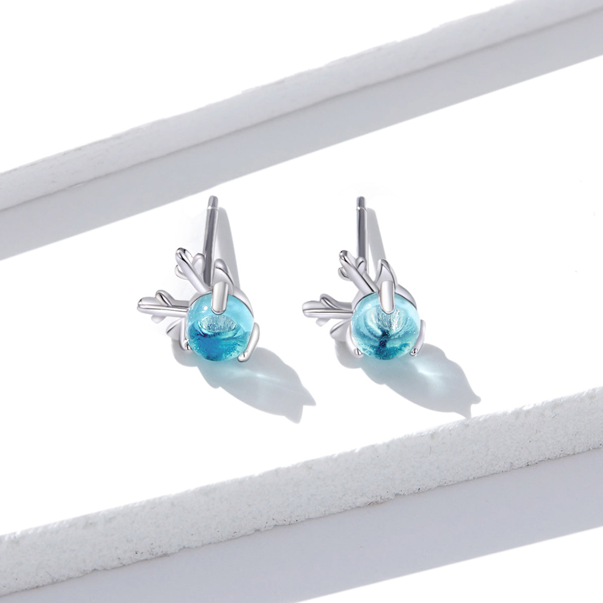 925 Sterling Silver Transparent Glass Earrings DestGlow