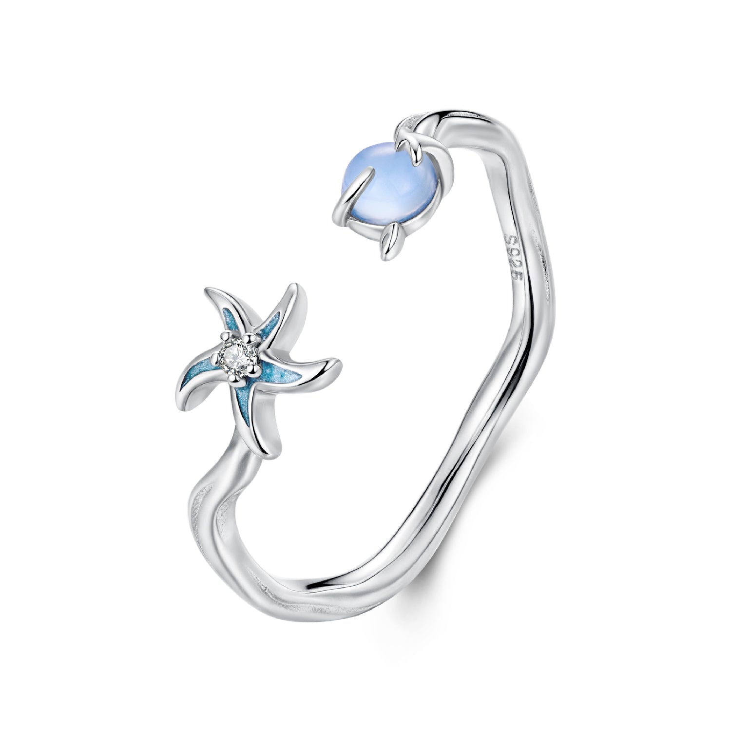 925 Sterling Silver Ring with White Gold Plating, 0.16cm Width for Women DestGlow