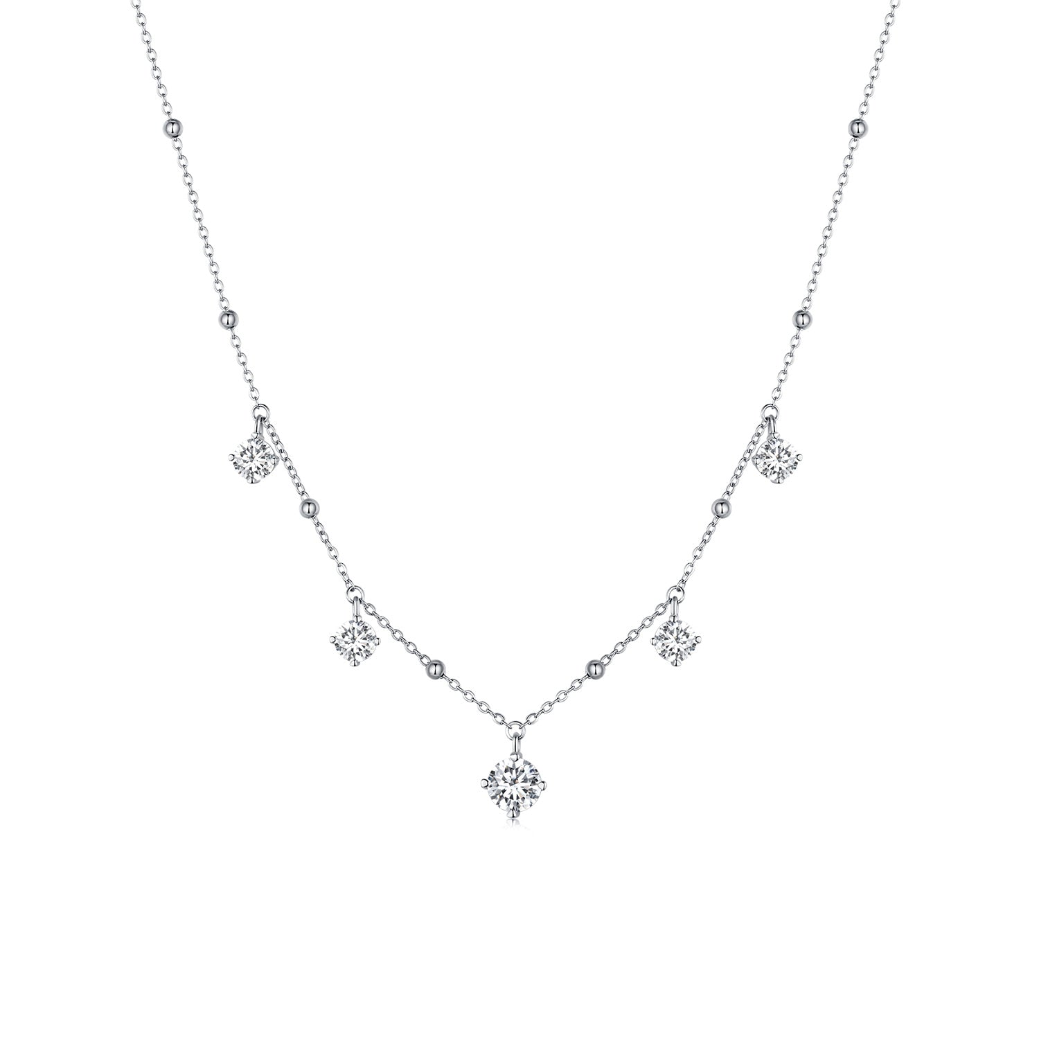 925 Sterling Silver 5.0mm Moissanite Necklace for Women DestGlow