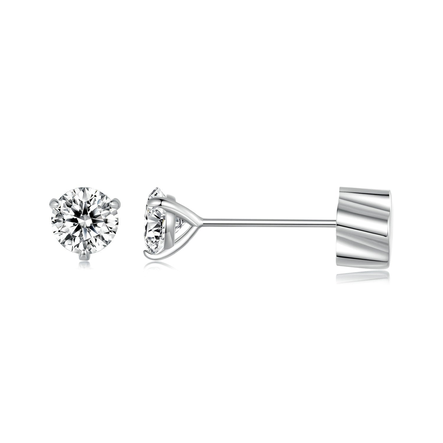 925 Sterling Silver Moissanite Earring 0.7cm White Gold Plated for Women DestGlow